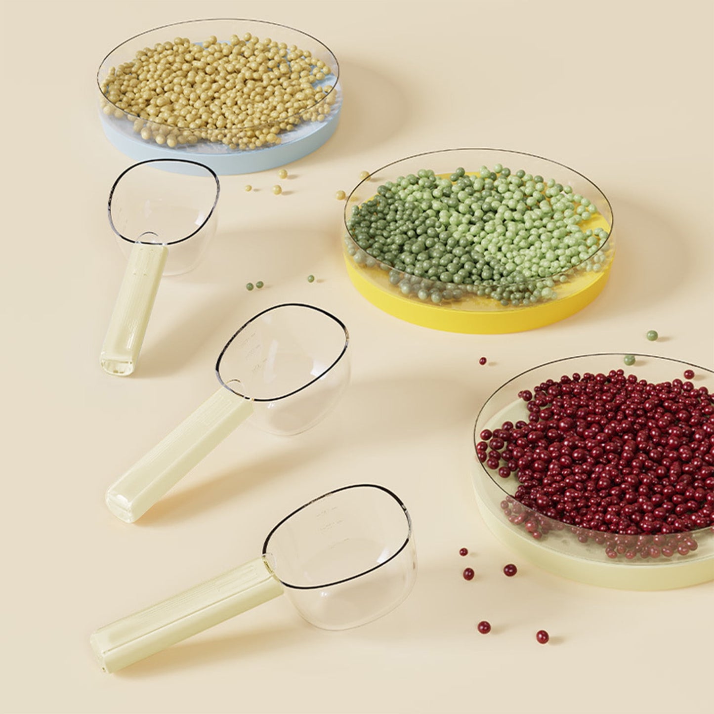 Darzheoy Flour Scoops for Canisters, Grain Scoop Measuring Cups, Food-Safe Kitchen Utensils, Multi-Purpose Flour Scoop for Canisters, Rice Spoon Beige