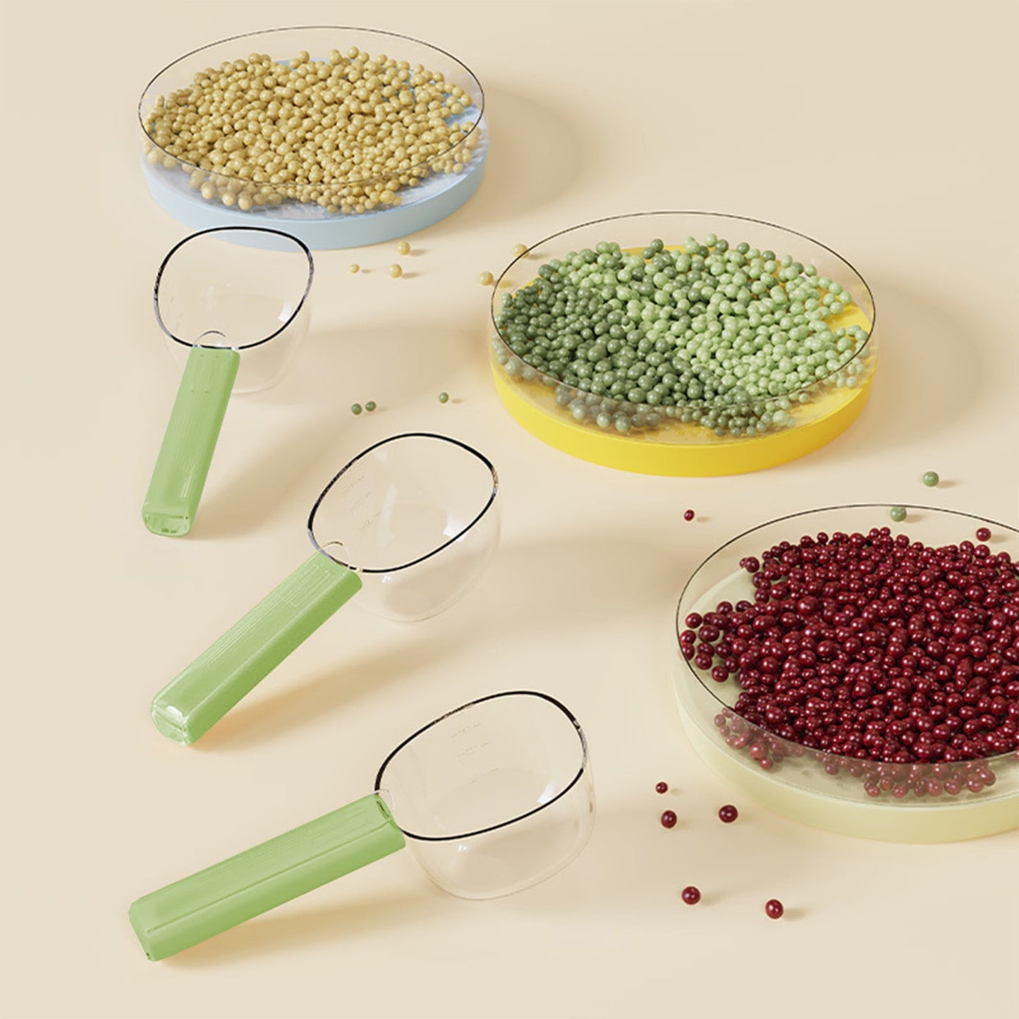 Darzheoy Flour Scoops for Canisters, Grain Scoop Measuring Cups, Food-Safe Kitchen Utensils, Multi-Purpose Flour Scoop for Canisters, Rice Spoon Green