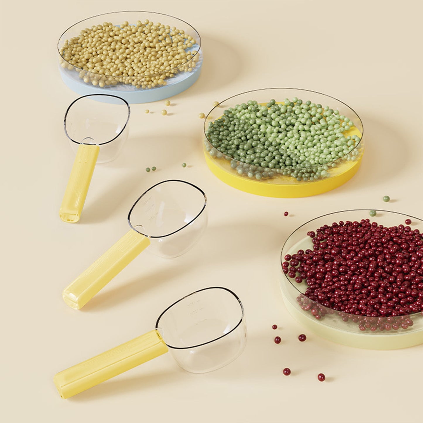 Darzheoy Flour Scoops for Canisters, Grain Scoop Measuring Cups, Food-Safe Kitchen Utensils, Multi-Purpose Flour Scoop for Canisters, Rice Spoon Yellow