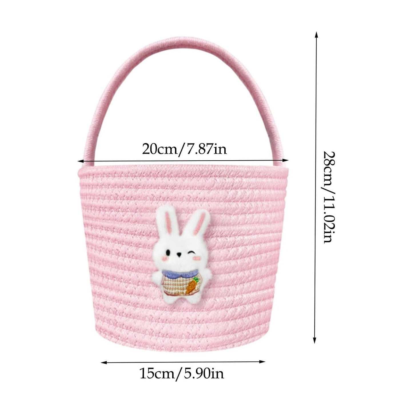 Darzheoy Easter Basket for Boys Girls Easter Bunny Basket with Rabbit Ears, Easter Egg Hunting Basket Easter Baskets for Kids Babies First Easter Gifts E