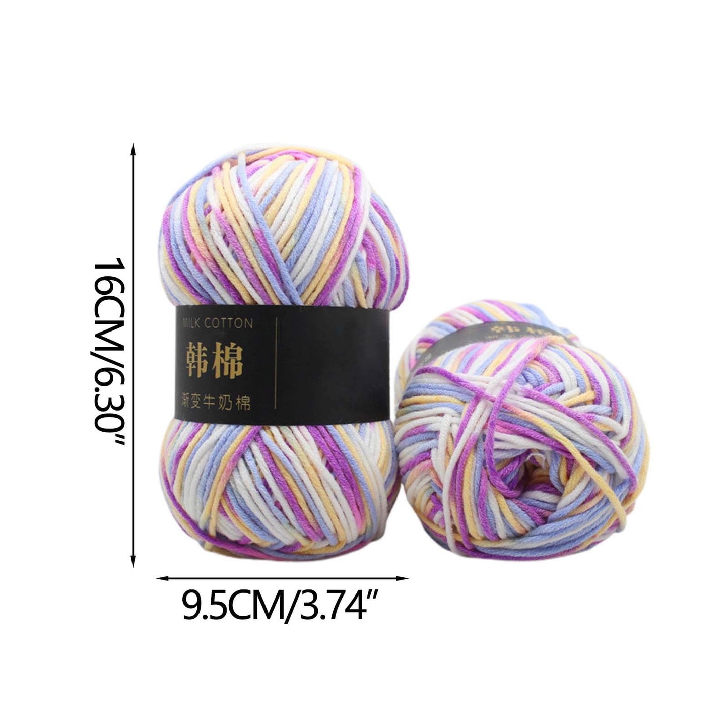AYktou Cotton Yarn - Multicolor Rainbows Yarn,50 gram Skeins,26 Colors Available,7 Strands Of Combed Milk Cotton Crocheting Yarn for Knitting,Crochet,Weaving,Arts & Crafts - Fiesta #C - Purple White