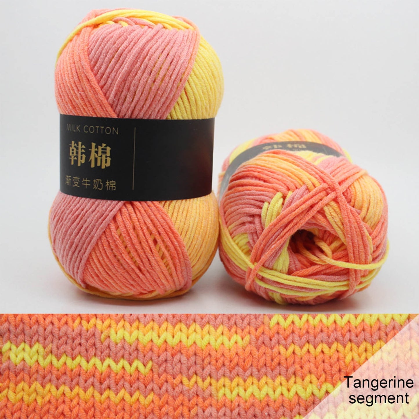 AYktou Cotton Yarn - Multicolor Rainbows Yarn,50 gram Skeins,26 Colors Available,7 Strands Of Combed Milk Cotton Crocheting Yarn for Knitting,Crochet,Weaving,Arts & Crafts - Fiesta #D - Orange