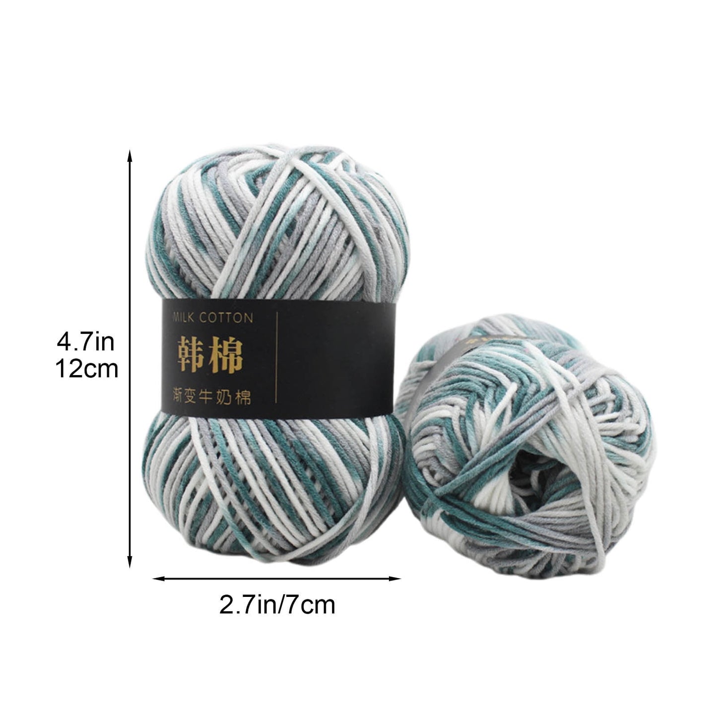 AYktou Cotton Yarn - Multicolor Rainbows Yarn,50 gram Skeins,26 Colors Available,7 Strands Of Combed Milk Cotton Crocheting Yarn for Knitting,Crochet,Weaving,Arts & Crafts - Fiesta #J - Gray
