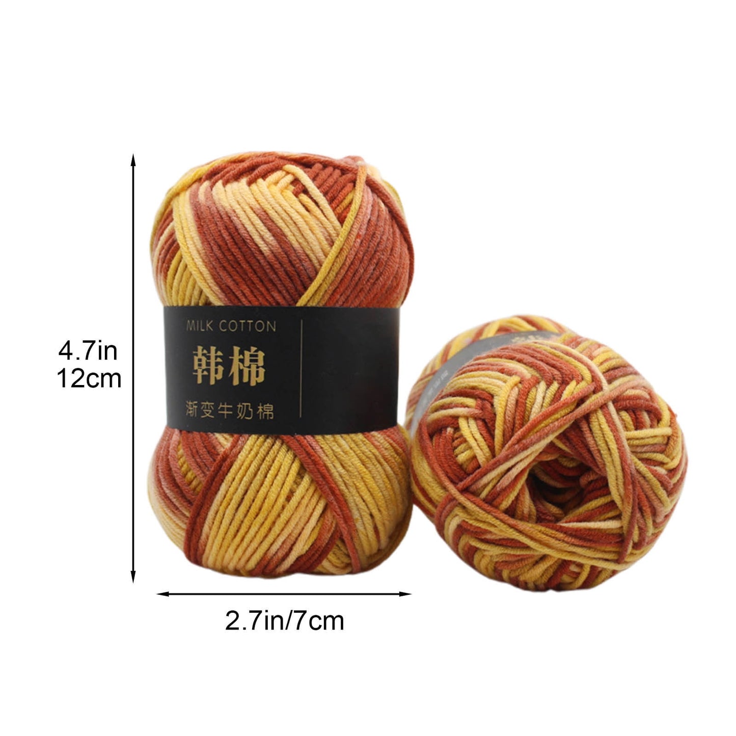 AYktou Cotton Yarn - Multicolor Rainbows Yarn,50 gram Skeins,26 Colors Available,7 Strands Of Combed Milk Cotton Crocheting Yarn for Knitting,Crochet,Weaving,Arts & Crafts - Fiesta #K - Brown