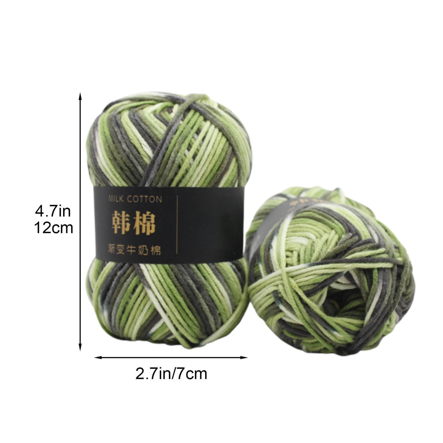 AYktou Cotton Yarn - Multicolor Rainbows Yarn,50 gram Skeins,26 Colors Available,7 Strands Of Combed Milk Cotton Crocheting Yarn for Knitting,Crochet,Weaving,Arts & Crafts - Fiesta #L - Green