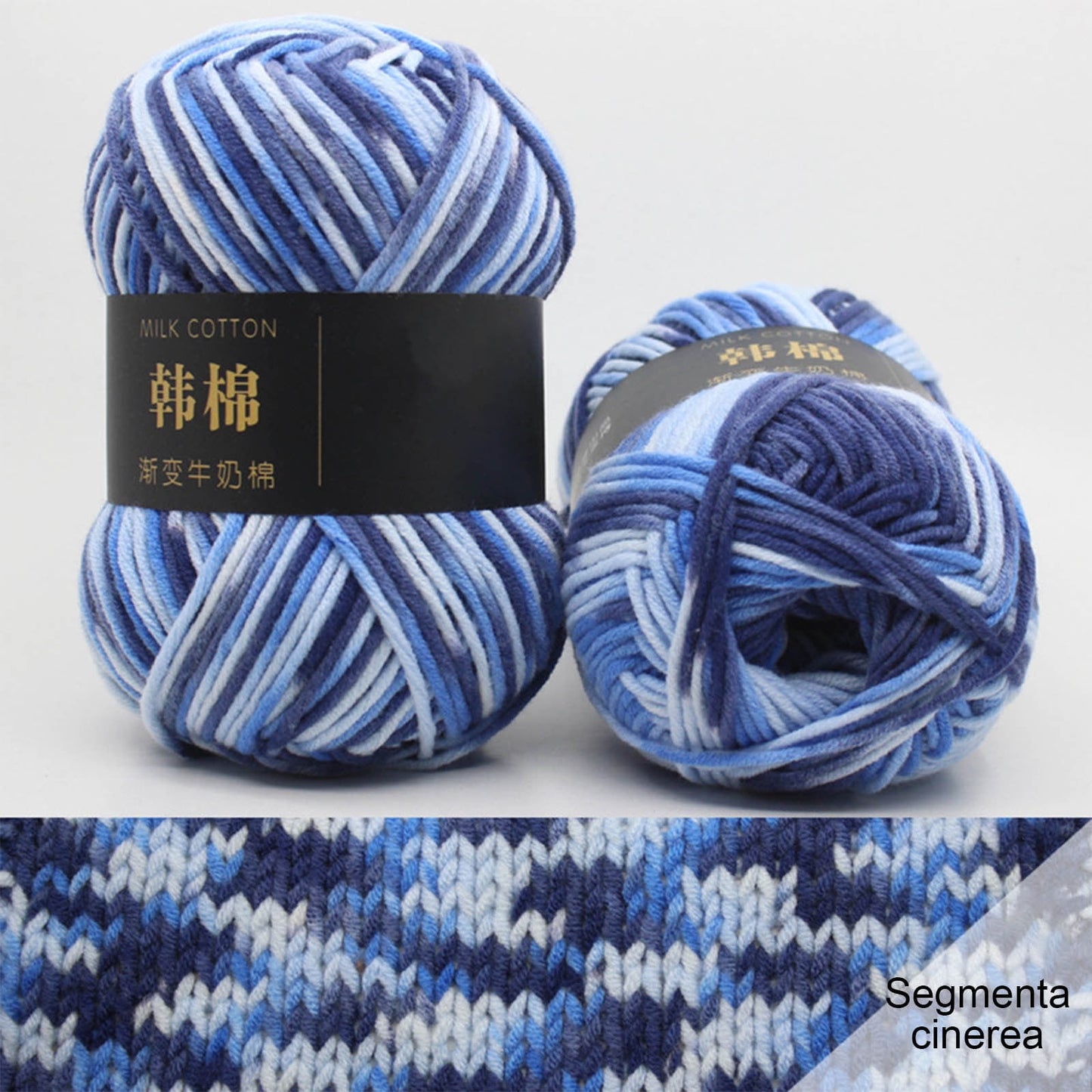 AYktou Cotton Yarn - Multicolor Rainbows Yarn,50 gram Skeins,26 Colors Available,7 Strands Of Combed Milk Cotton Crocheting Yarn for Knitting,Crochet,Weaving,Arts & Crafts - Fiesta #O - Blue White