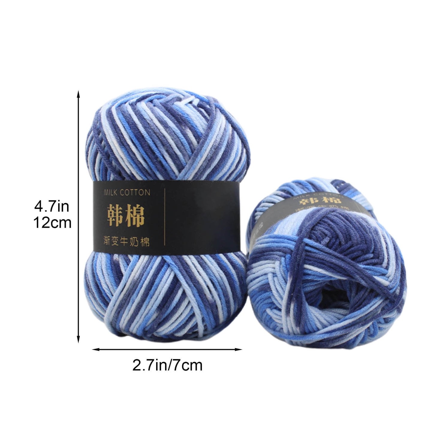 AYktou Cotton Yarn - Multicolor Rainbows Yarn,50 gram Skeins,26 Colors Available,7 Strands Of Combed Milk Cotton Crocheting Yarn for Knitting,Crochet,Weaving,Arts & Crafts - Fiesta #O - Blue White