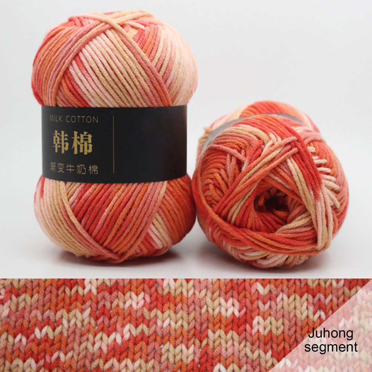 AYktou Cotton Yarn - Multicolor Rainbows Yarn,50 gram Skeins,26 Colors Available,7 Strands Of Combed Milk Cotton Crocheting Yarn for Knitting,Crochet,Weaving,Arts & Crafts - Fiesta #Q - Orange-Yellow