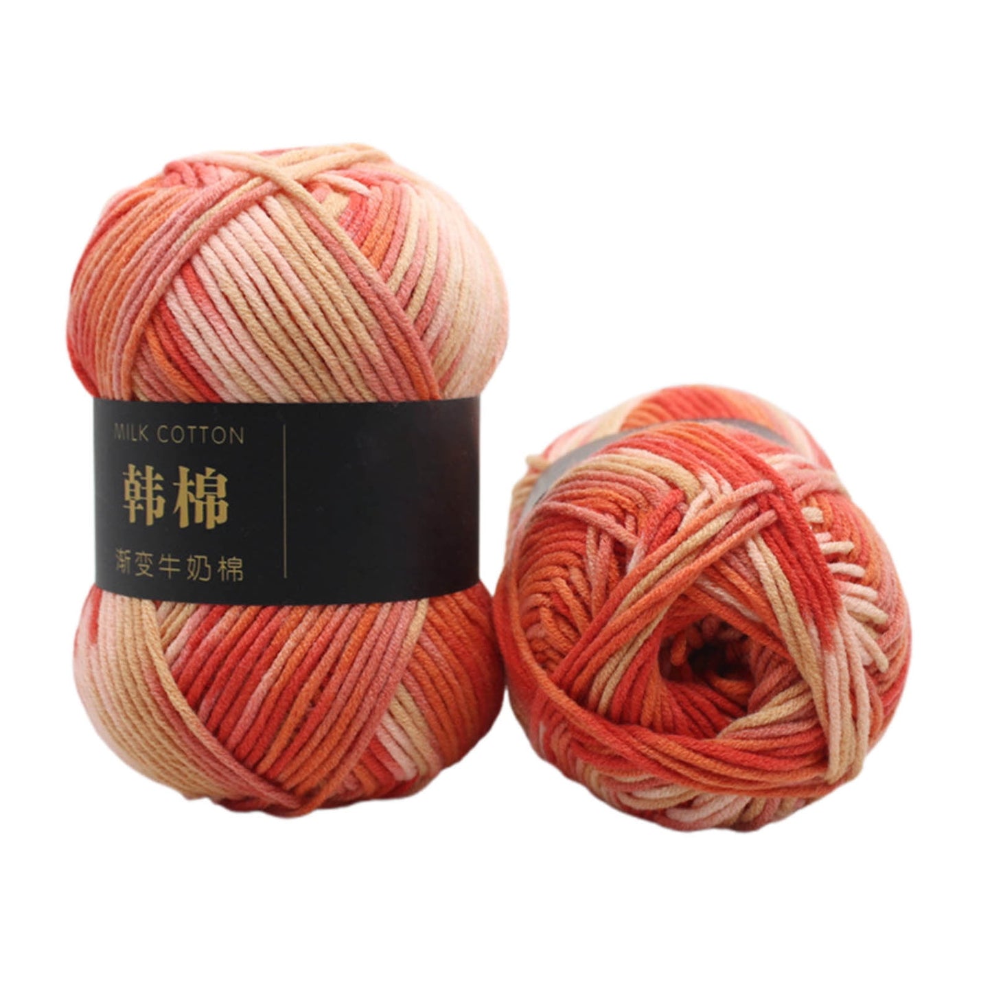 AYktou Cotton Yarn - Multicolor Rainbows Yarn,50 gram Skeins,26 Colors Available,7 Strands Of Combed Milk Cotton Crocheting Yarn for Knitting,Crochet,Weaving,Arts & Crafts - Fiesta #Q - Orange-Yellow