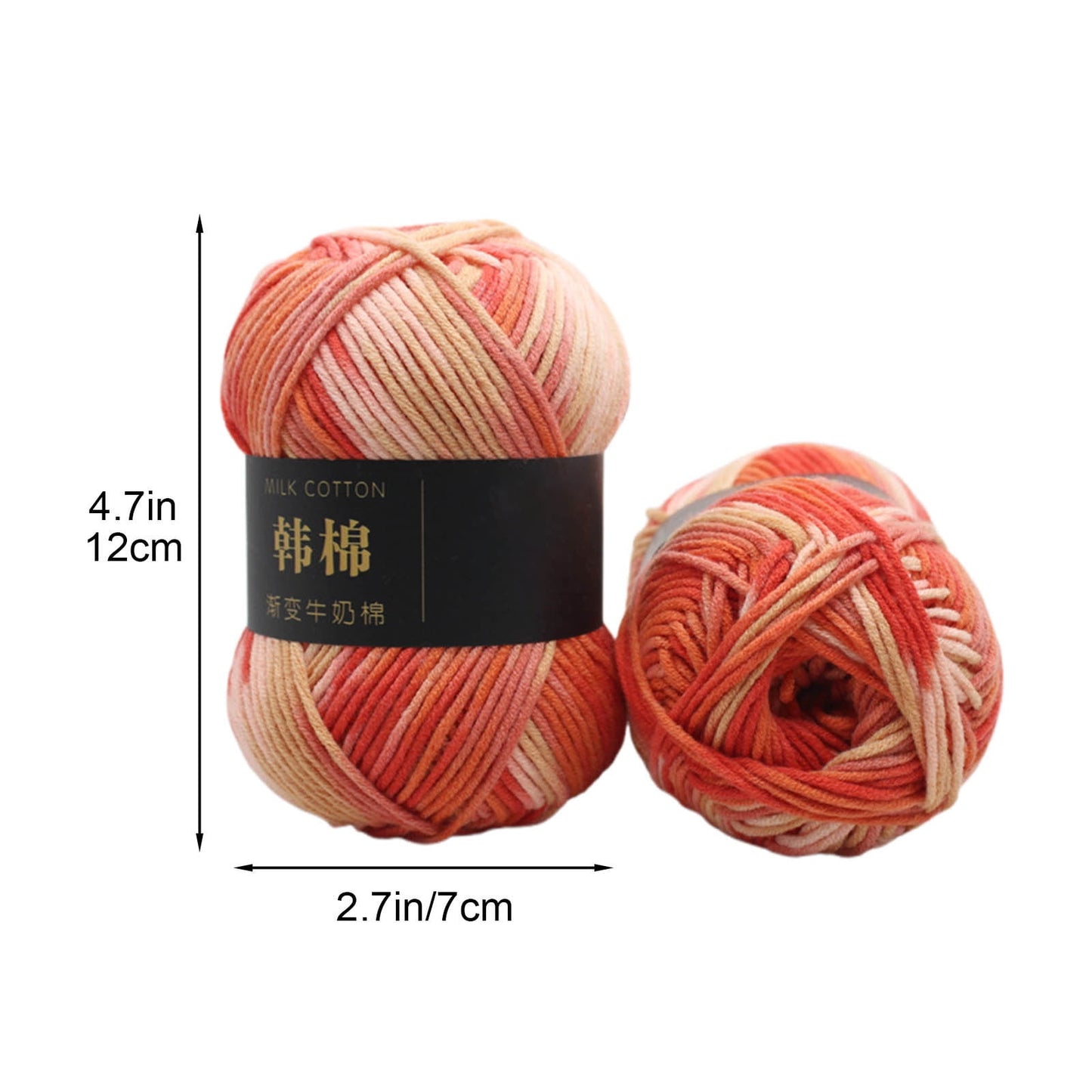 AYktou Cotton Yarn - Multicolor Rainbows Yarn,50 gram Skeins,26 Colors Available,7 Strands Of Combed Milk Cotton Crocheting Yarn for Knitting,Crochet,Weaving,Arts & Crafts - Fiesta #Q - Orange-Yellow