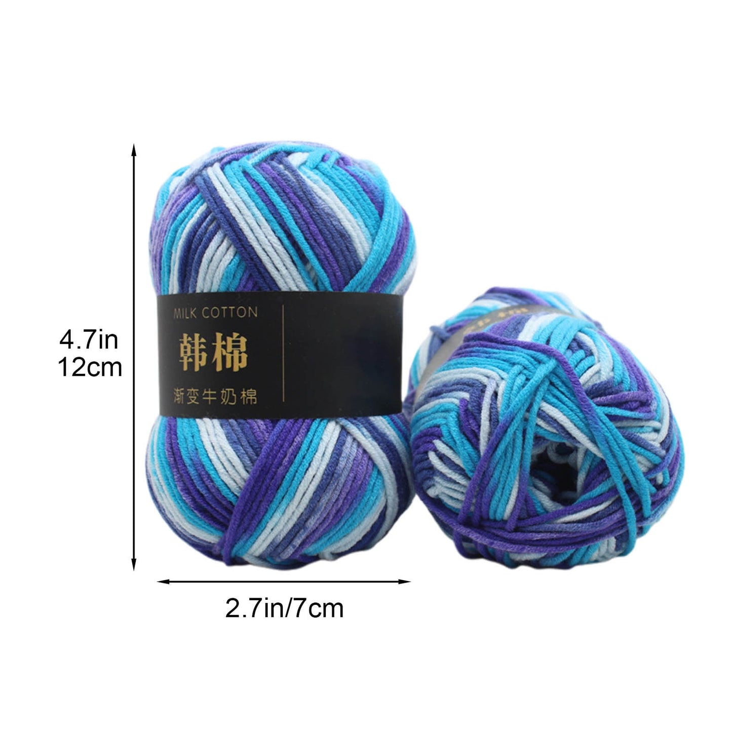 AYktou Cotton Yarn - Multicolor Rainbows Yarn,50 gram Skeins,26 Colors Available,7 Strands Of Combed Milk Cotton Crocheting Yarn for Knitting,Crochet,Weaving,Arts & Crafts - Fiesta #R - Blue Purple