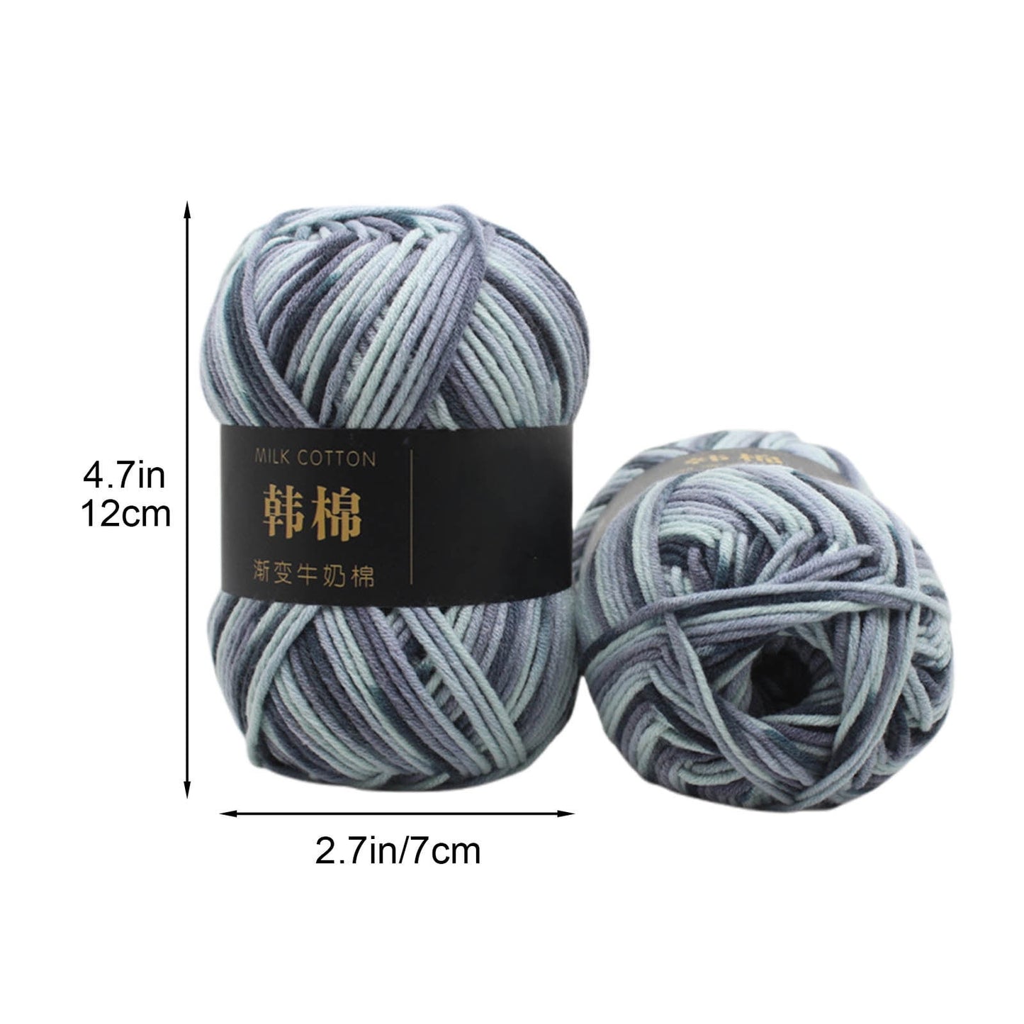 AYktou Cotton Yarn - Multicolor Rainbows Yarn,50 gram Skeins,26 Colors Available,7 Strands Of Combed Milk Cotton Crocheting Yarn for Knitting,Crochet,Weaving,Arts & Crafts - Fiesta #S - Dark Gray