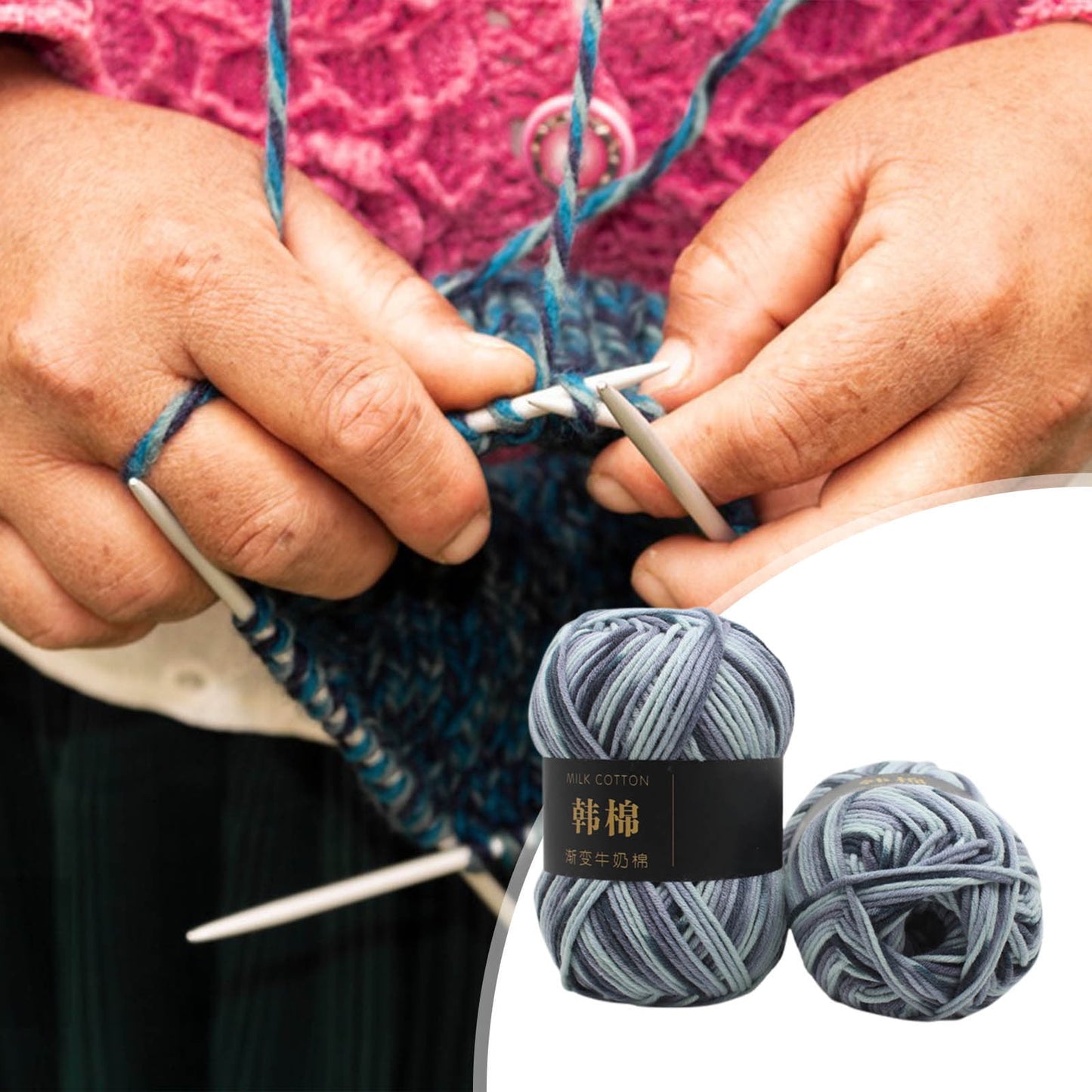 AYktou Cotton Yarn - Multicolor Rainbows Yarn,50 gram Skeins,26 Colors Available,7 Strands Of Combed Milk Cotton Crocheting Yarn for Knitting,Crochet,Weaving,Arts & Crafts - Fiesta #S - Dark Gray