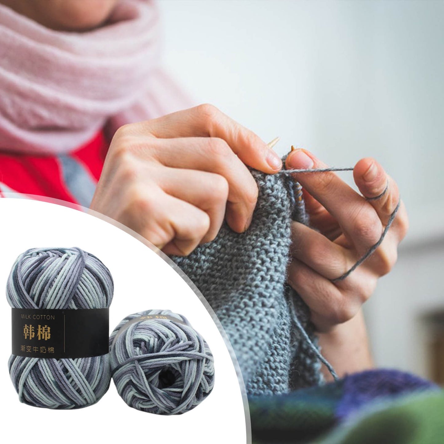 AYktou Cotton Yarn - Multicolor Rainbows Yarn,50 gram Skeins,26 Colors Available,7 Strands Of Combed Milk Cotton Crocheting Yarn for Knitting,Crochet,Weaving,Arts & Crafts - Fiesta #S - Dark Gray