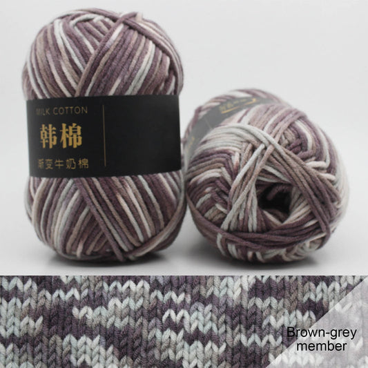 AYktou Cotton Yarn - Multicolor Rainbows Yarn,50 gram Skeins,26 Colors Available,7 Strands Of Combed Milk Cotton Crocheting Yarn for Knitting,Crochet,Weaving,Arts & Crafts - Fiesta #X - Gray White