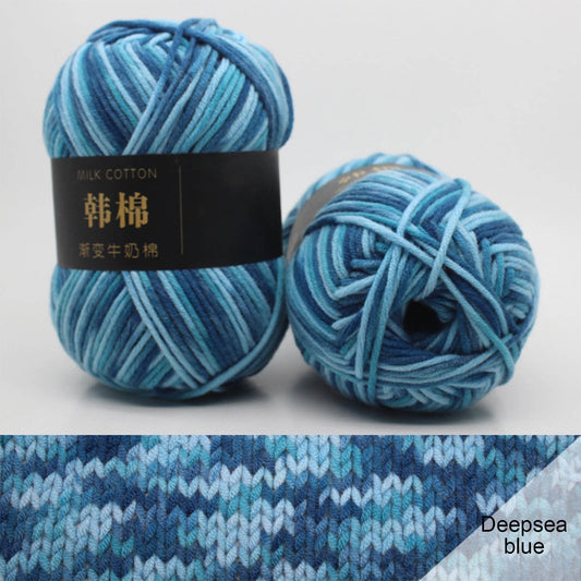 AYktou Cotton Yarn - Multicolor Rainbows Yarn,50 gram Skeins,26 Colors Available,7 Strands Of Combed Milk Cotton Crocheting Yarn for Knitting,Crochet,Weaving,Arts & Crafts - Fiesta #Z - Light Blue