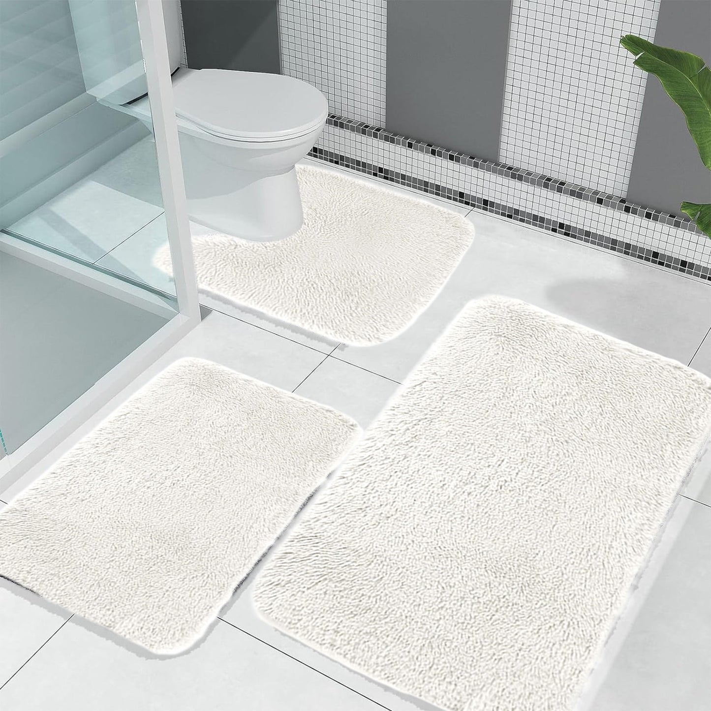 Kdkad Bathroom Rugs Sets 3 Piece, Bath Rugs for Bathroom Non Slip, Ultra Soft Water Absorbent Microfiber Bath Mat Set, Machine Washable Thick Plush Bath Mats for Bathroom Floor,Tub and Shower 3 pc Yellow 2