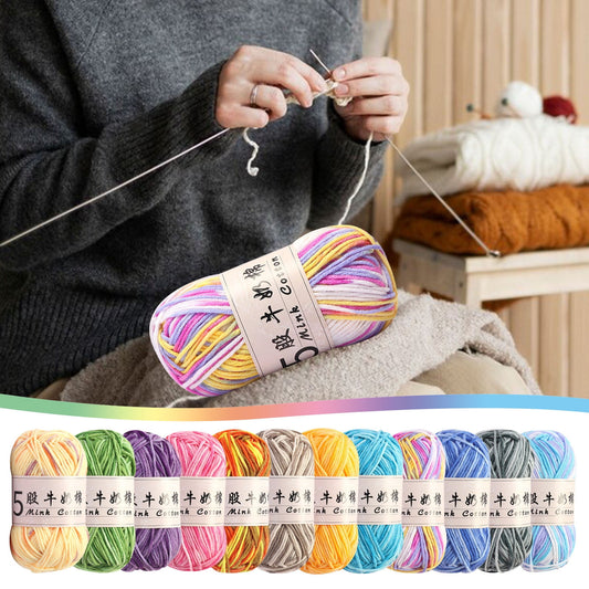 AYktou Cotton Yarn -Multi Colored Yarn Rainbows Crochet Yarn 50g/2.5oz,295 Yards,5 Strands,Lightweight Yarn For Crochet,Knitting and Crafts,24 Colors Color - 2