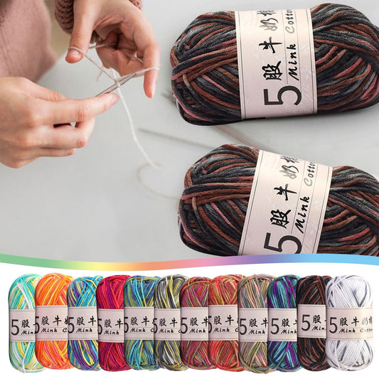 AYktou Cotton Yarn -Multi Colored Yarn Rainbows Crochet Yarn 50g/2.5oz,295 Yards,5 Strands,Lightweight Yarn For Crochet,Knitting and Crafts,24 Colors Color - 23