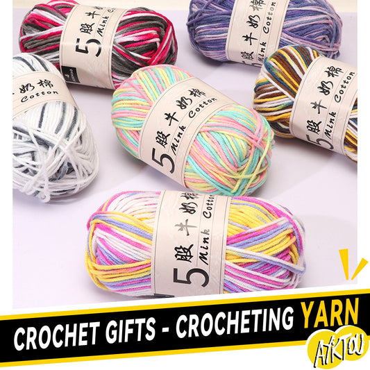 AYktou Cotton Yarn -Multi Colored Yarn Rainbows Crochet Yarn 50g/2.5oz,295 Yards,5 Strands,Lightweight Yarn For Crochet,Knitting and Crafts,24 Colors Color - 3