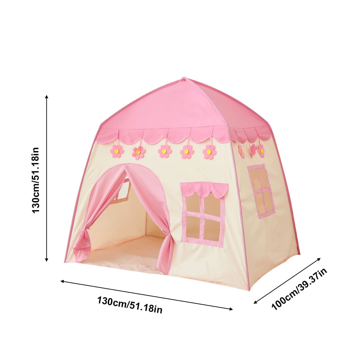 Darzheoy Cute Princess Tent for Girls, Princess Castle Play Tent Playhouse for Children Indoor and Outdoor Fun, 51"x 40" x 51 Pink