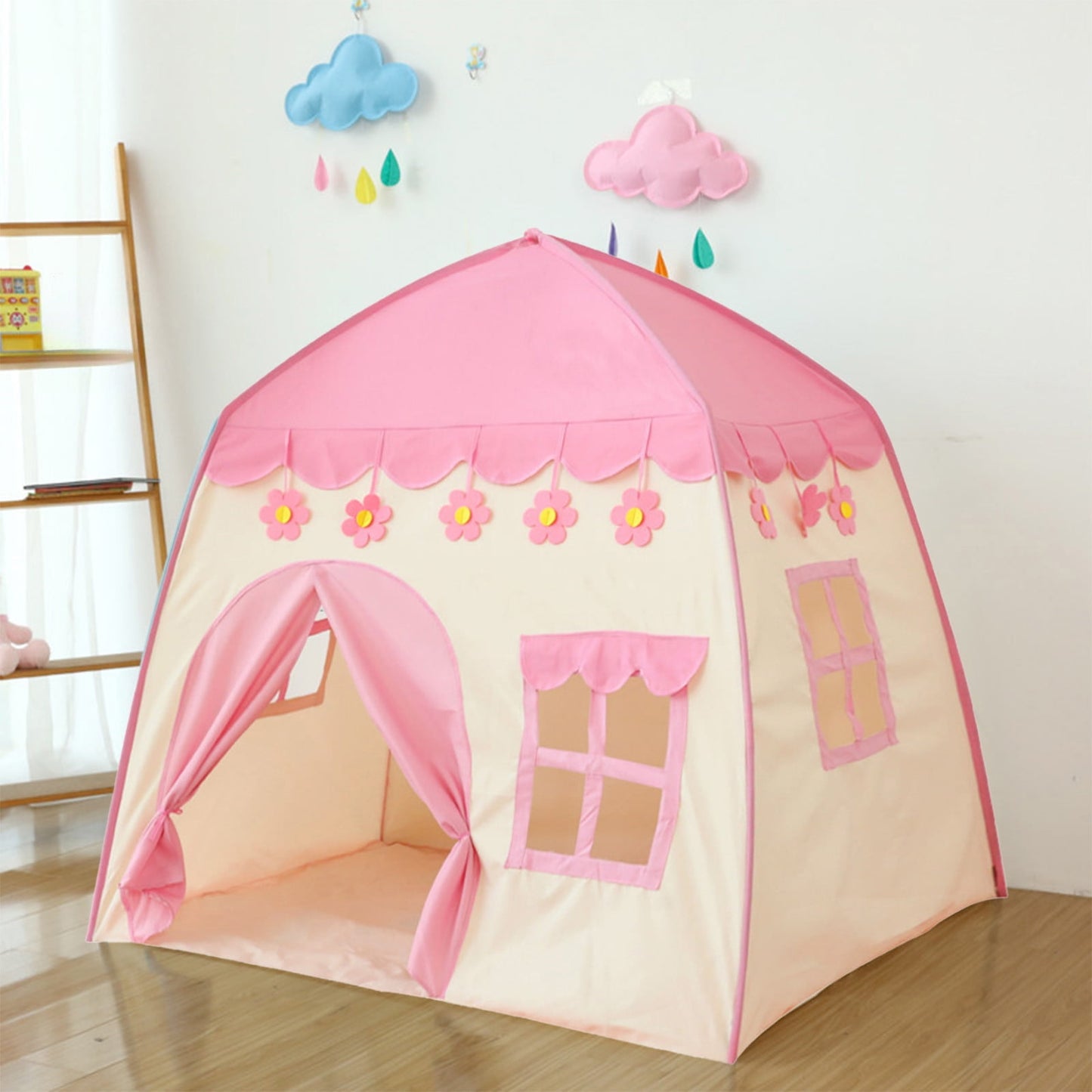 Darzheoy Cute Princess Tent for Girls, Princess Castle Play Tent Playhouse for Children Indoor and Outdoor Fun, 51"x 40" x 51 Pink