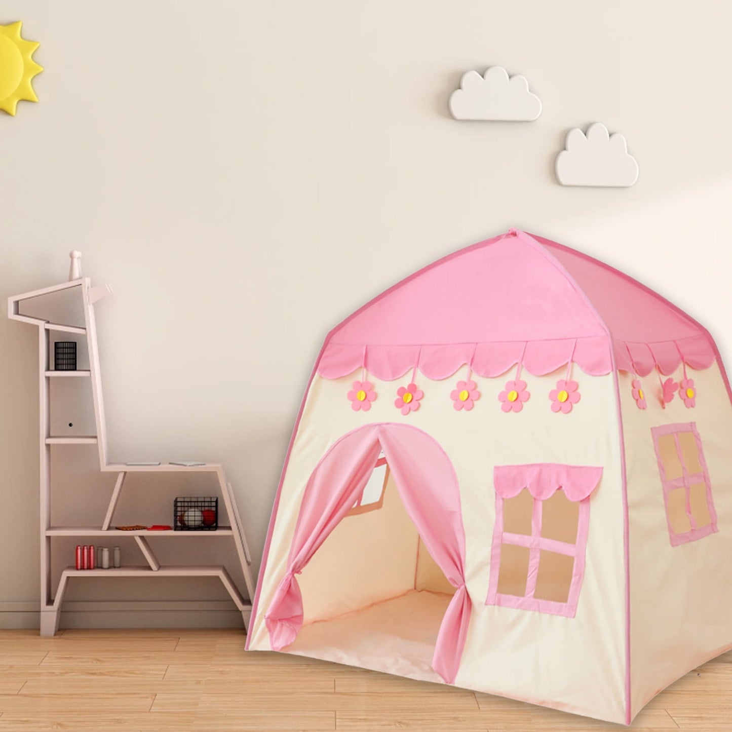 Darzheoy Cute Princess Tent for Girls, Princess Castle Play Tent Playhouse for Children Indoor and Outdoor Fun, 51"x 40" x 51 Pink
