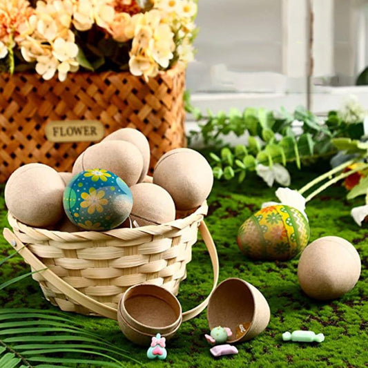 Darzheoy 10 Pcs DIY Paper Mache Easter Eggs 2.1 Inch Unpainted Empty Egg Easter Craft Supplies Hollow Egg for Fillable Paintable Fake Egg Decor Easter Party Ornament Brown