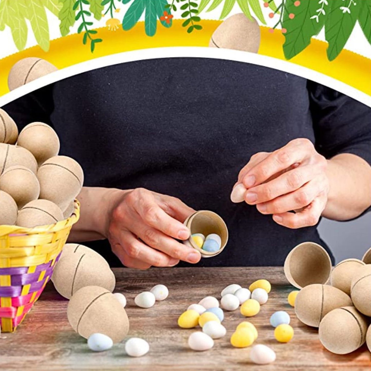Darzheoy 10 Pcs DIY Paper Mache Easter Eggs 2.1 Inch Unpainted Empty Egg Easter Craft Supplies Hollow Egg for Fillable Paintable Fake Egg Decor Easter Party Ornament Brown