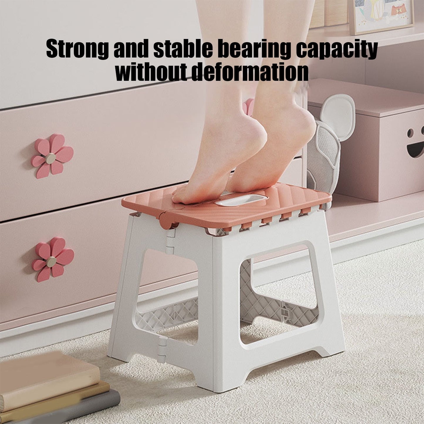Darzheoy Adult Folding Step Stool, Foldable Stool, Suitable for Living Room, Kitchen, and Bathroom, Portable Travel Stool Pink