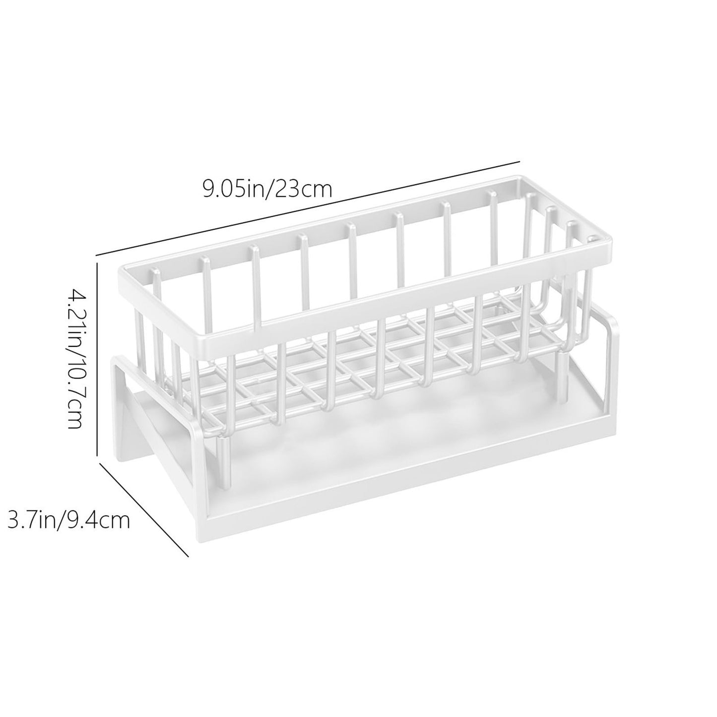 Darzheoy Sponge Holder for Kitchen Sink, Auto Draining Kitchen Sink Caddy, Rustproof Steel Dish Sponge Organizer with Removable Dishcloth Rack, Soap Dispenser Brush Holder X-White