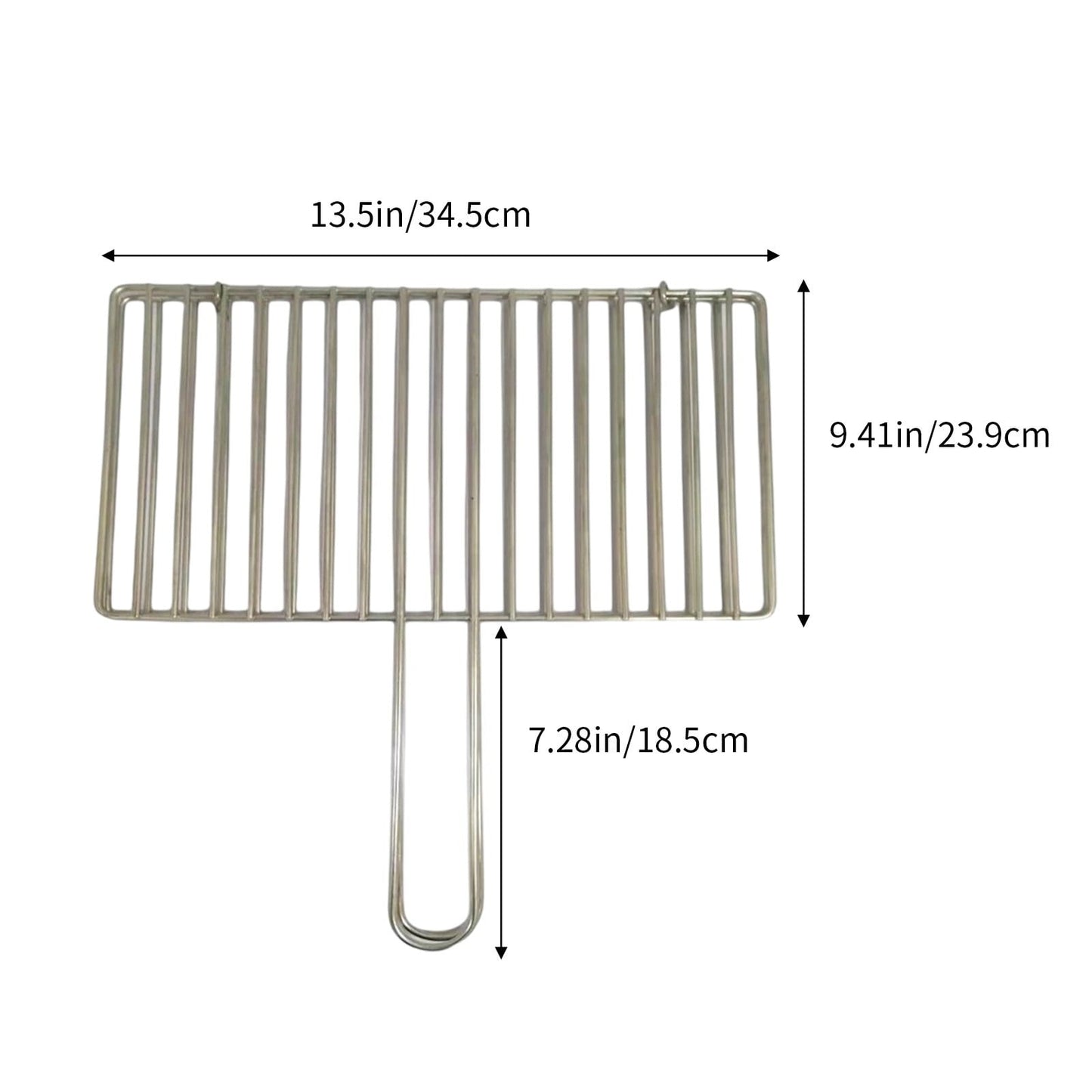 Kdkad Fish Grilling Basket, BBQ Grilling Basket, Folding Portable Stainless Steel BBQ Grill Basket for Fish Vegetables Shrimp with Handle 15×9.4 in Silver