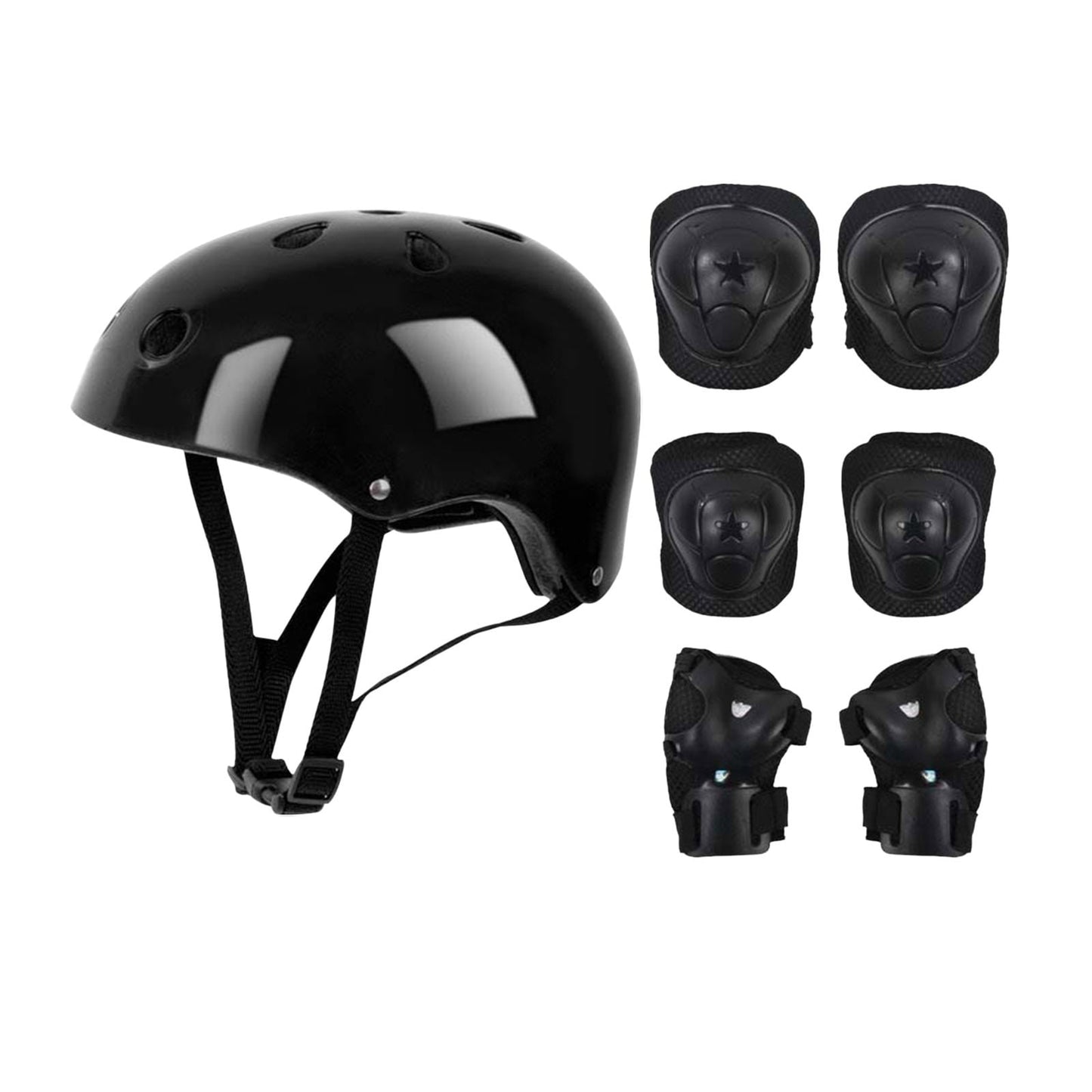 Darzheoy Kids Helmet Knee Elbow Pads Wrist Guard Sport Protective Gear Adjustable Scooter Skateboard Roller Bike Skate Cycling Set for Boy Girl Black