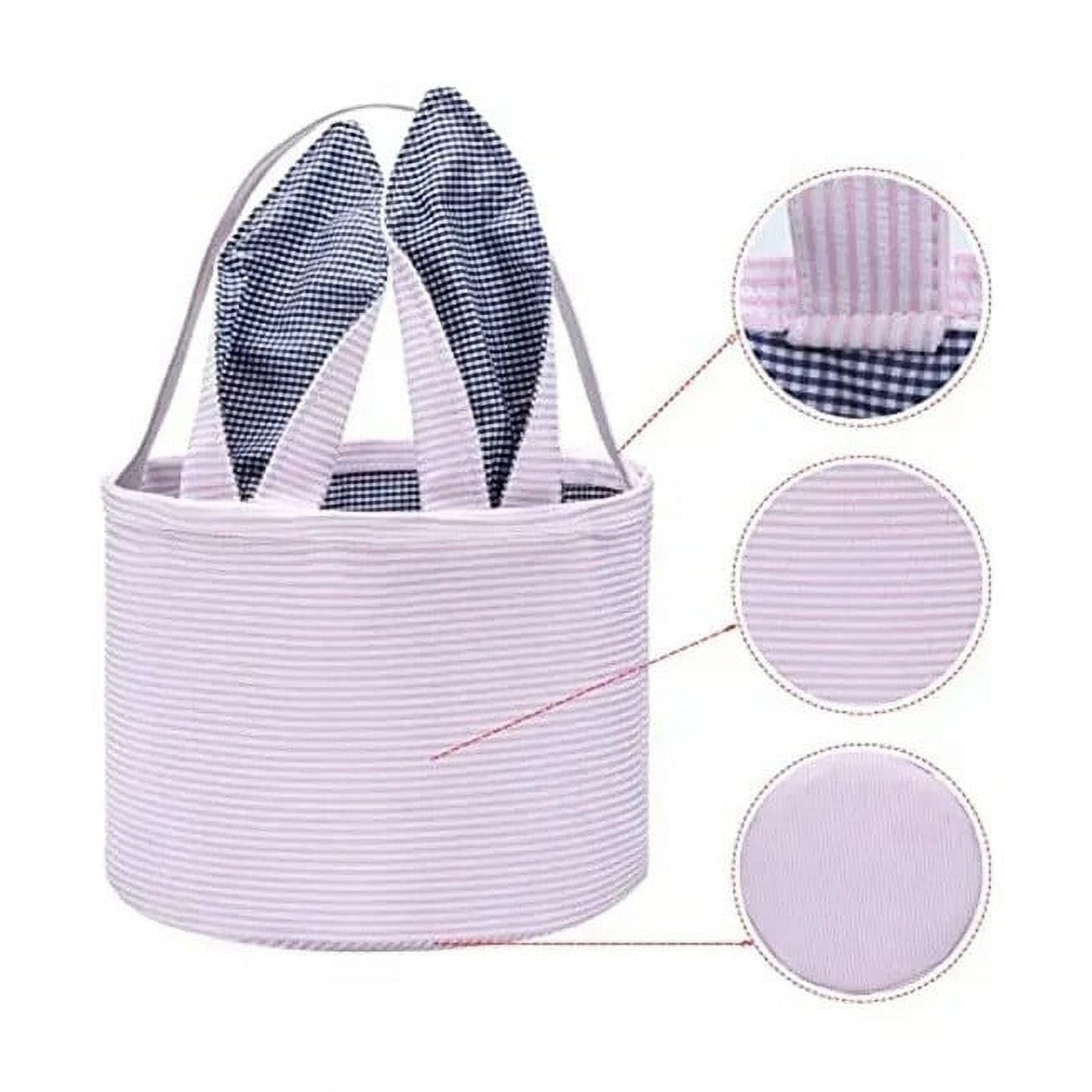 Chmadoxn Cute Personalized Easter Bunny Basket for Kids - Serviceable Plastic Easter Egg Hunt Gift Basket, Ages 3-8 7.5×9 in Pink