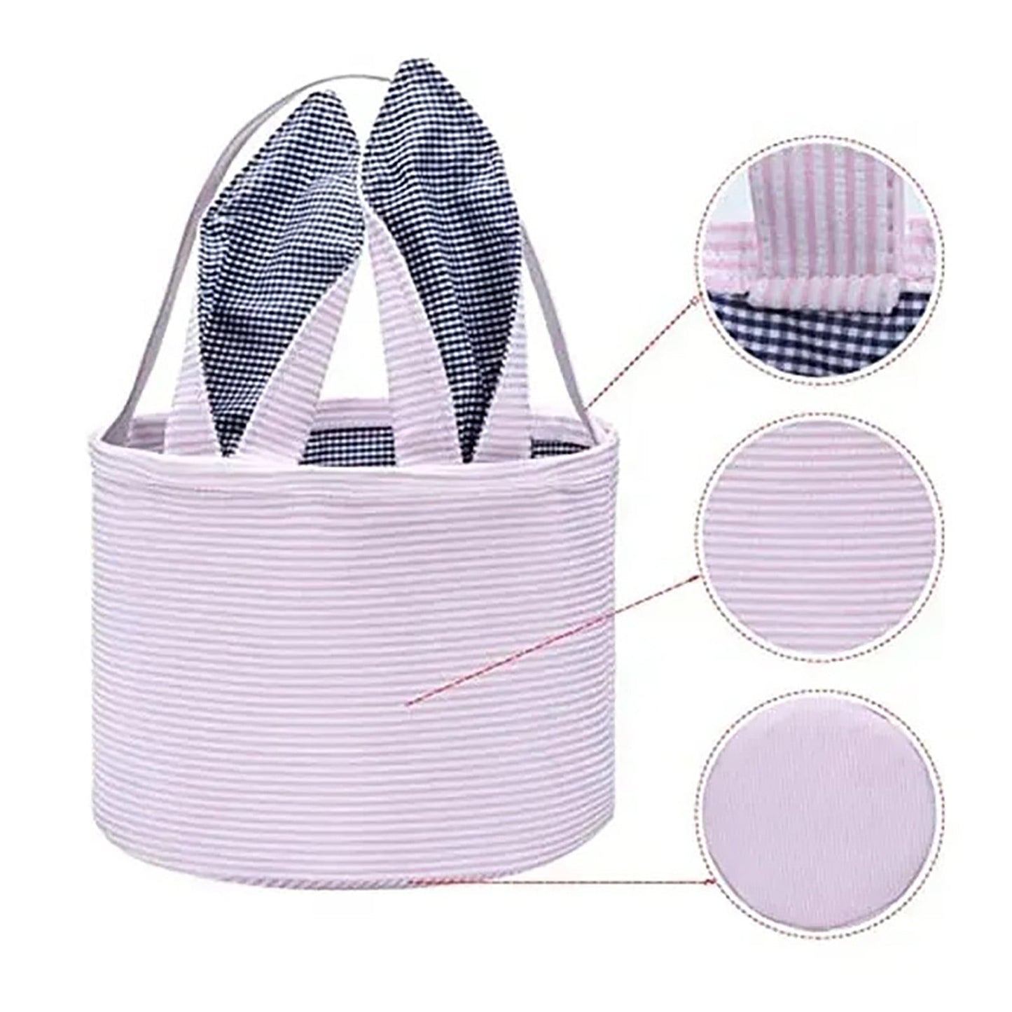 Chmadoxn Cute Personalized Easter Bunny Basket for Kids - Serviceable Plastic Easter Egg Hunt Gift Basket, Ages 3-8 7.5×9 in Pink