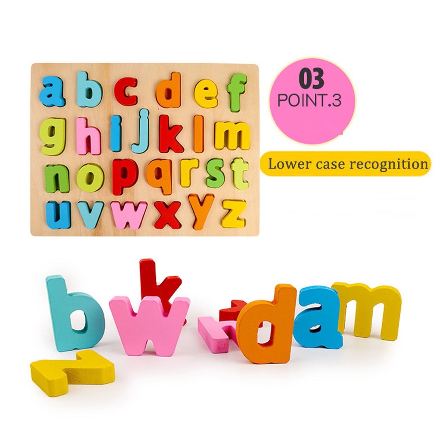 Darzheoy Wooden Alphabet Learning Puzzle Educational Learning Toys Wood ABC Peg Letters Puzzle Colorful Jigsaw Blocks Board for Toddler Kids Boy Girl Colorful