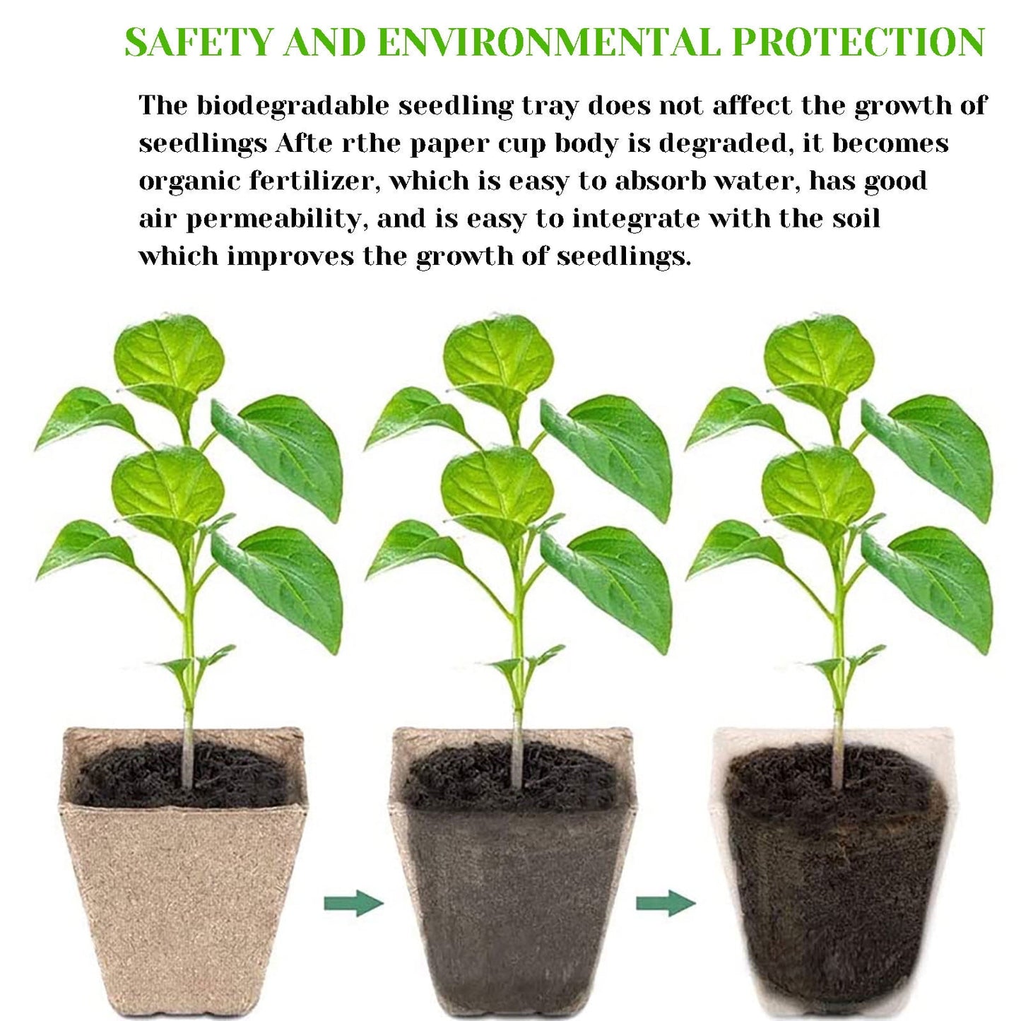 Darzheoy 30 Cells Peat Pots Seed Starter Trays 5 Packs Biodegradable Seedling Pots Germination Trays Organic Plant Starter Kit C
