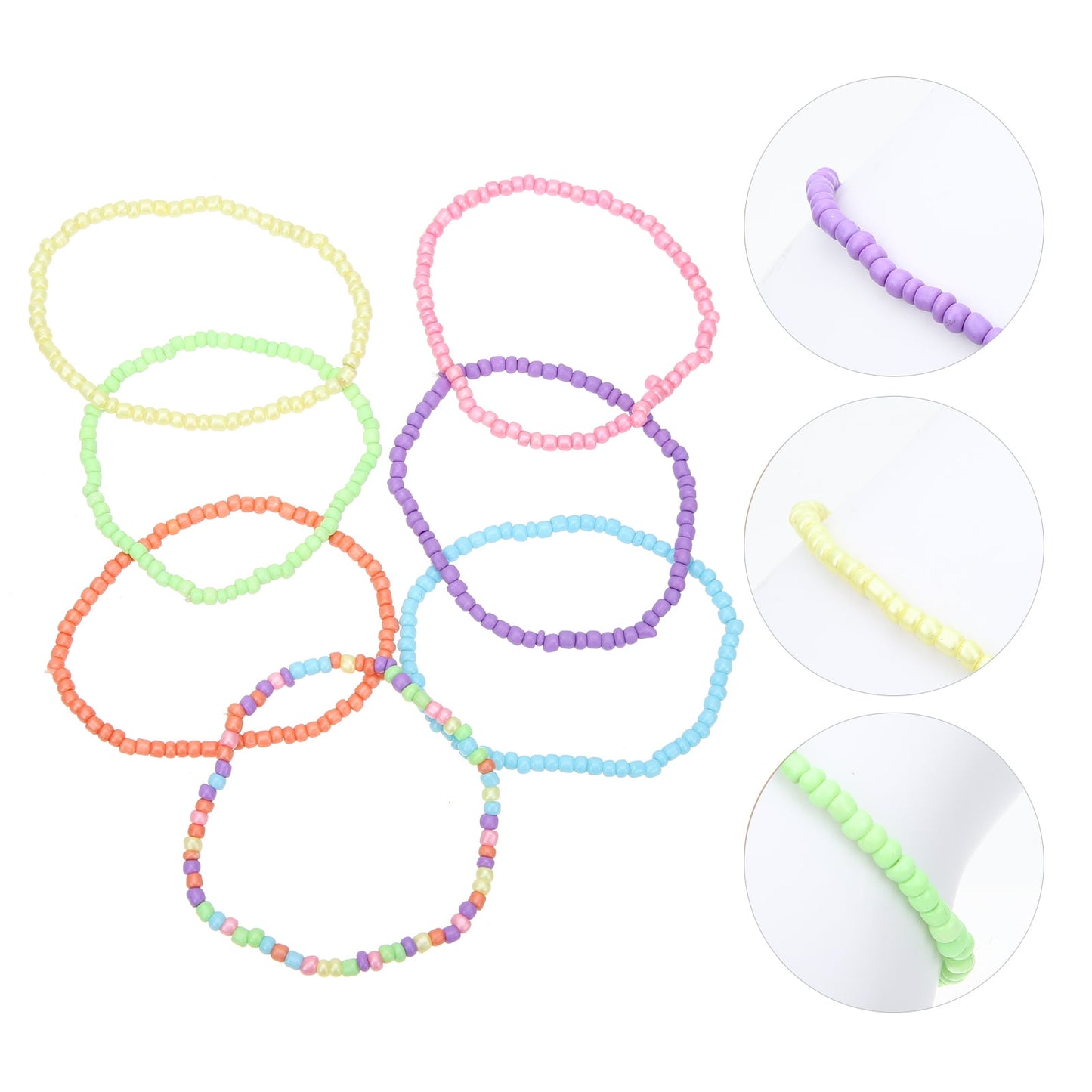 Worgeous 7 Pcs Colorful Bead Bracelets Set for Girls Kids Toddlers Child Jewelry Accessories