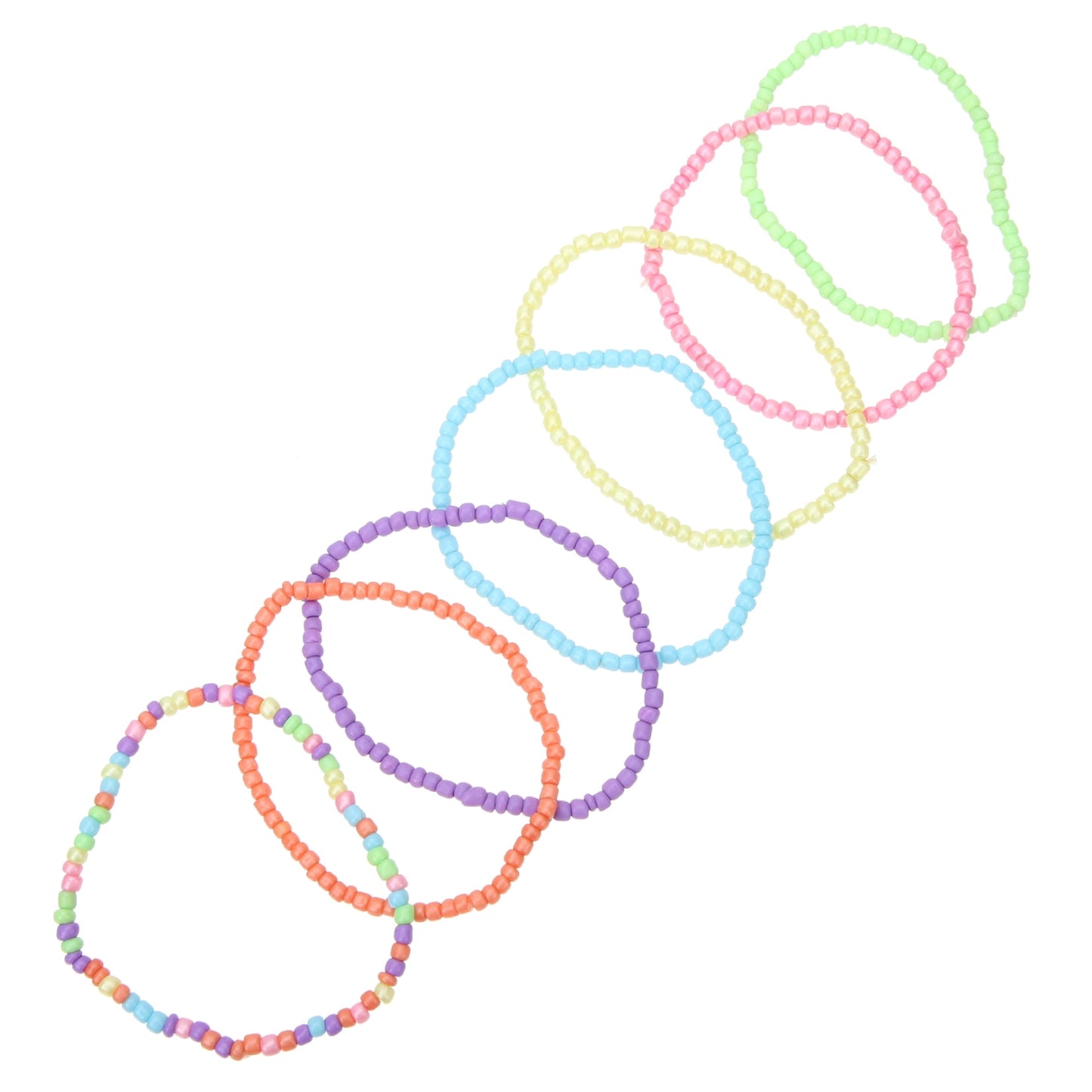 Worgeous 7 Pcs Colorful Bead Bracelets Set for Girls Kids Toddlers Child Jewelry Accessories