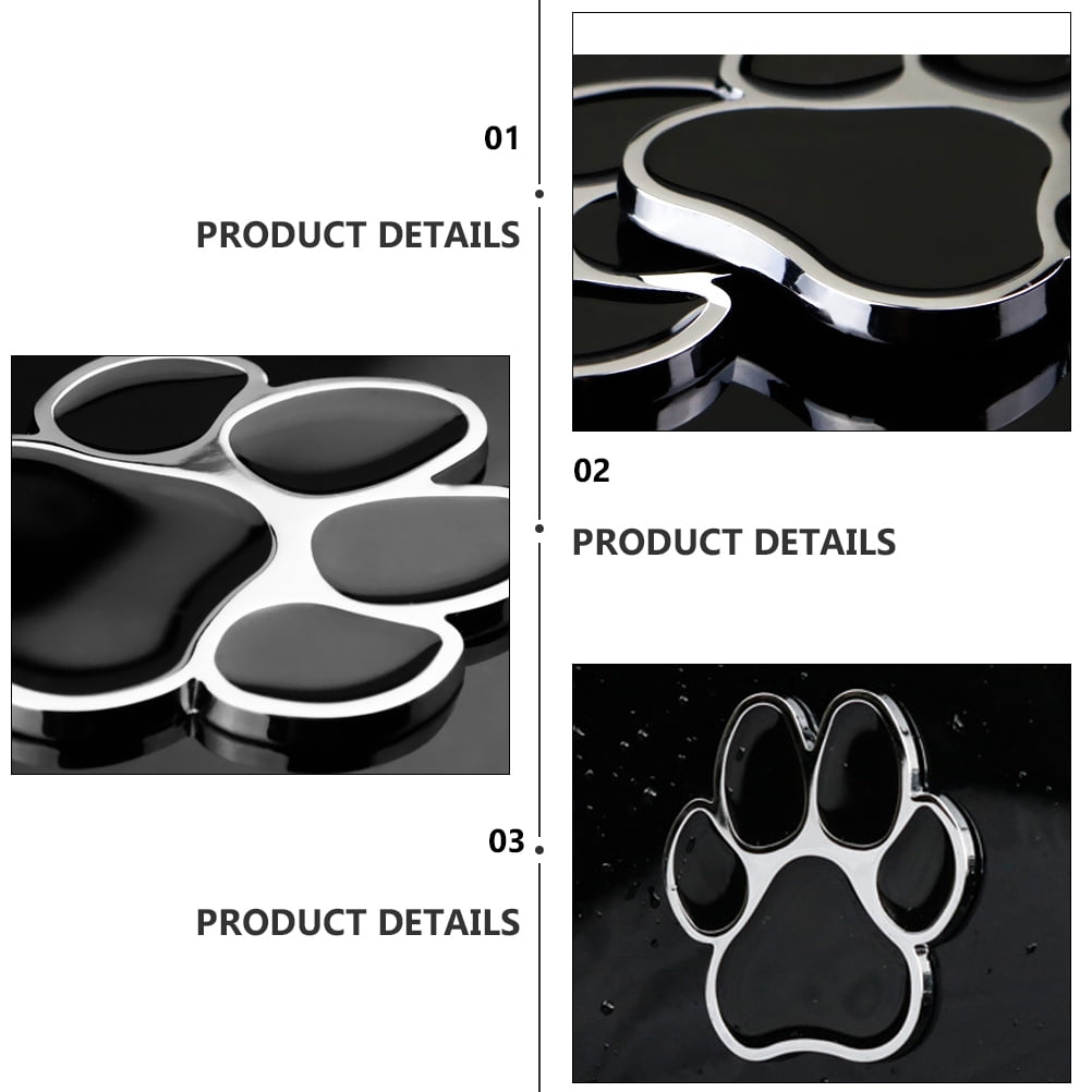 4pcs Decorative Car Sticker Metal Dog Paw Car Stickers Auto Footprint Decals Vehicle Decor
