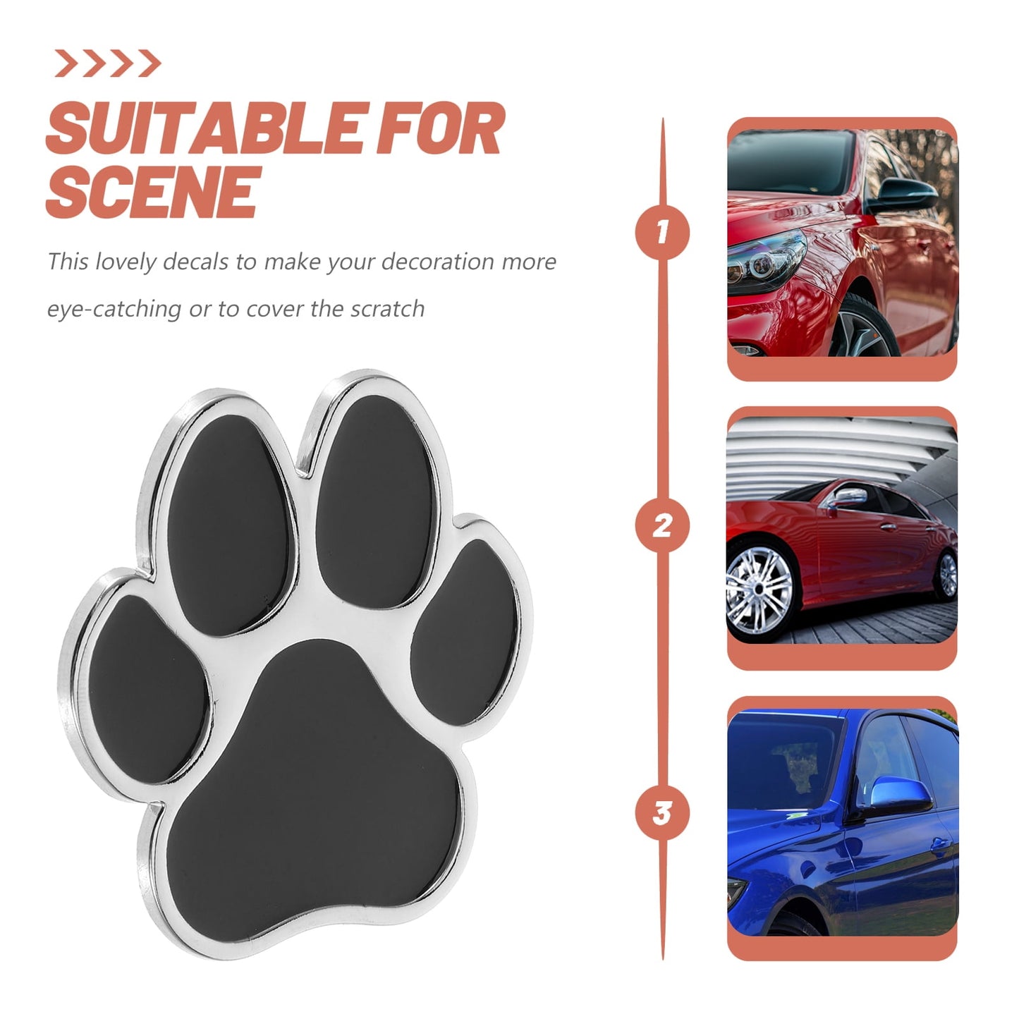4pcs Decorative Car Sticker Metal Dog Paw Car Stickers Auto Footprint Decals Vehicle Decor