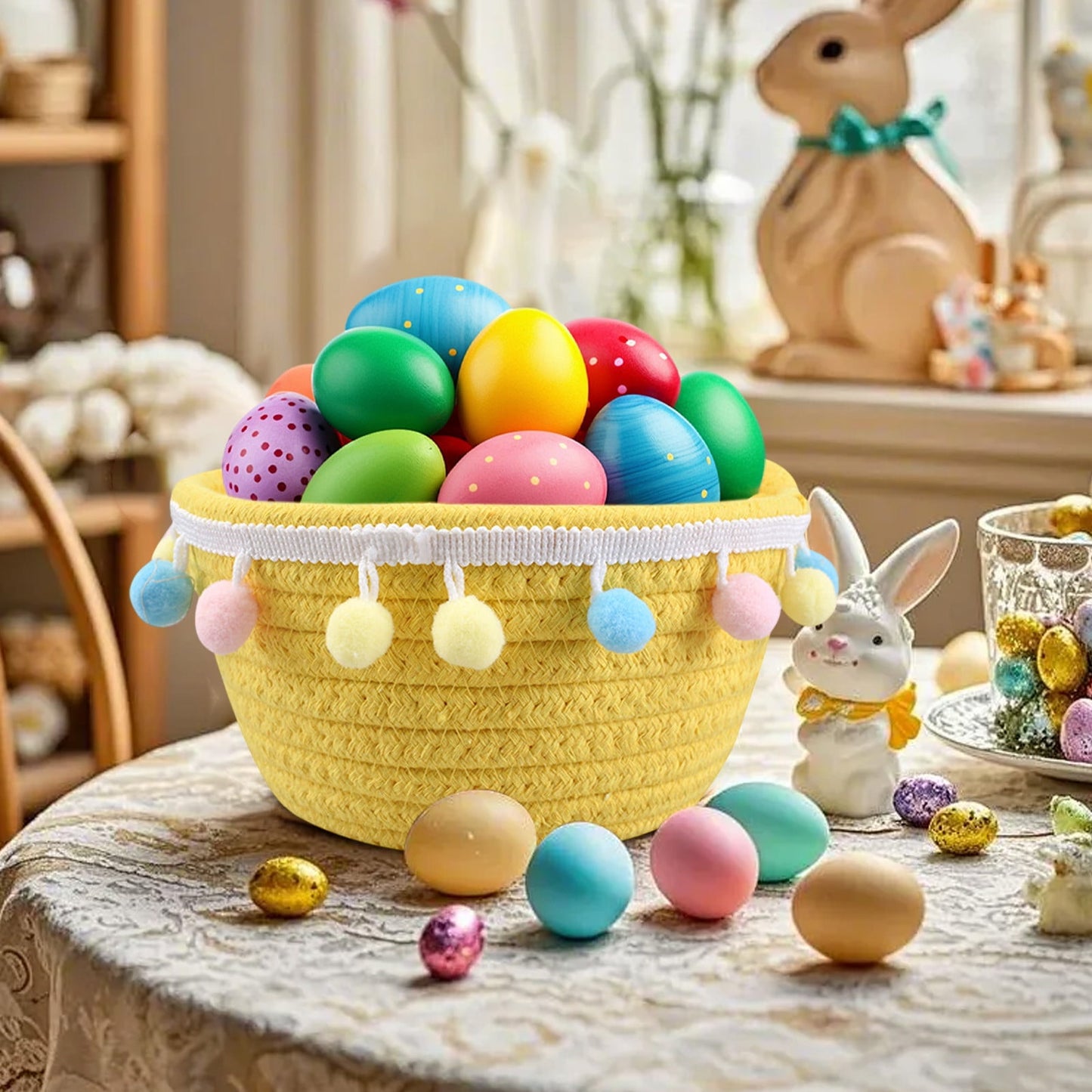 Chmadoxn Adorable Easter Bunny Basket for Kids - Perfect Easter Gift, Cute Easter Bucket Bags with Rabbit Ears for Easter Eggs Hunting, Affordable & Festive Spring Decor As Show J