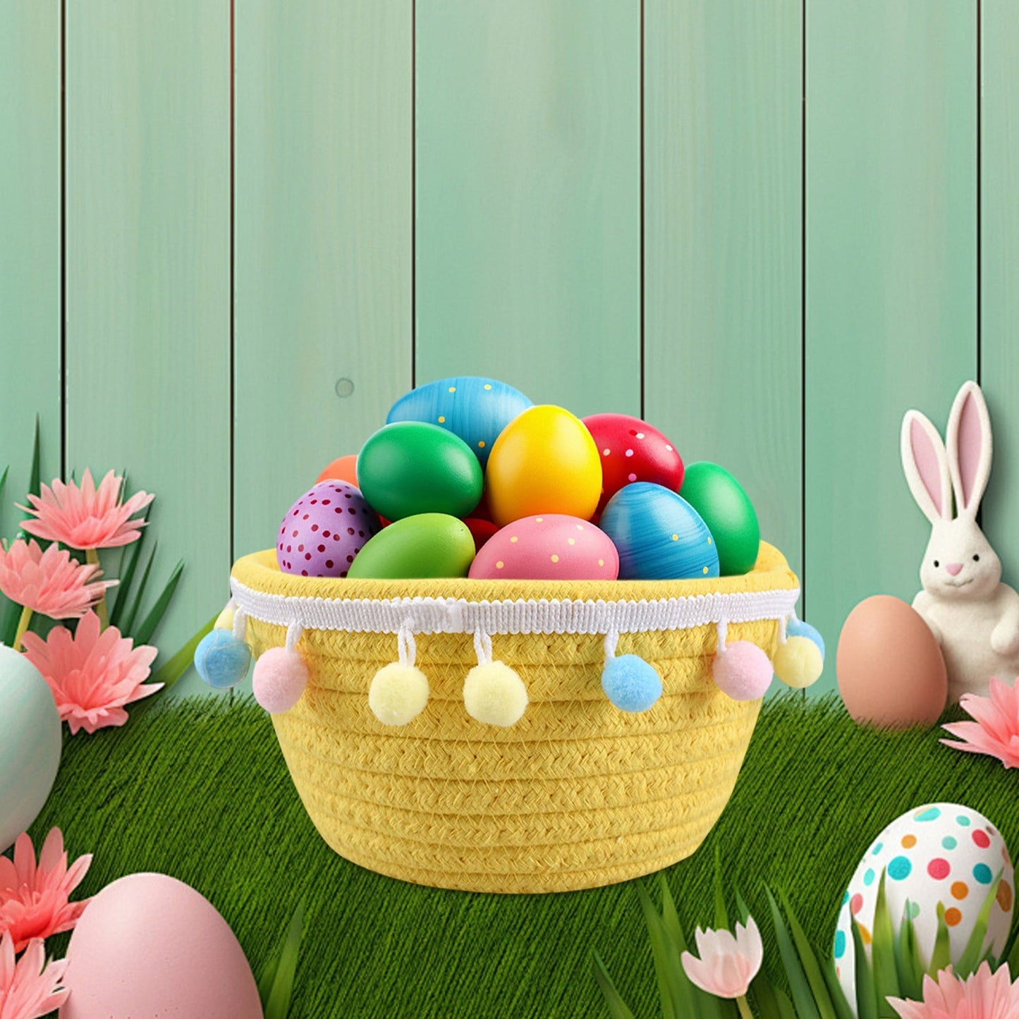 Chmadoxn Adorable Easter Bunny Basket for Kids - Perfect Easter Gift, Cute Easter Bucket Bags with Rabbit Ears for Easter Eggs Hunting, Affordable & Festive Spring Decor As Show J