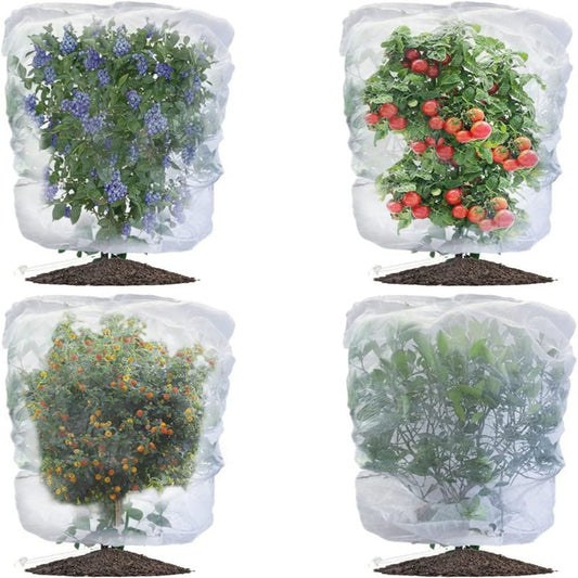Darzheoy 1 Pack Garden Mesh Netting for Plants, 19.7 x 29.5 Inch Insect Bird Barrier Netting Mesh with Drawstring, Tomato Plant Cover Fruits Tree Netting Bags Protection for Vegetables 47.3" x 59" 1 Pack