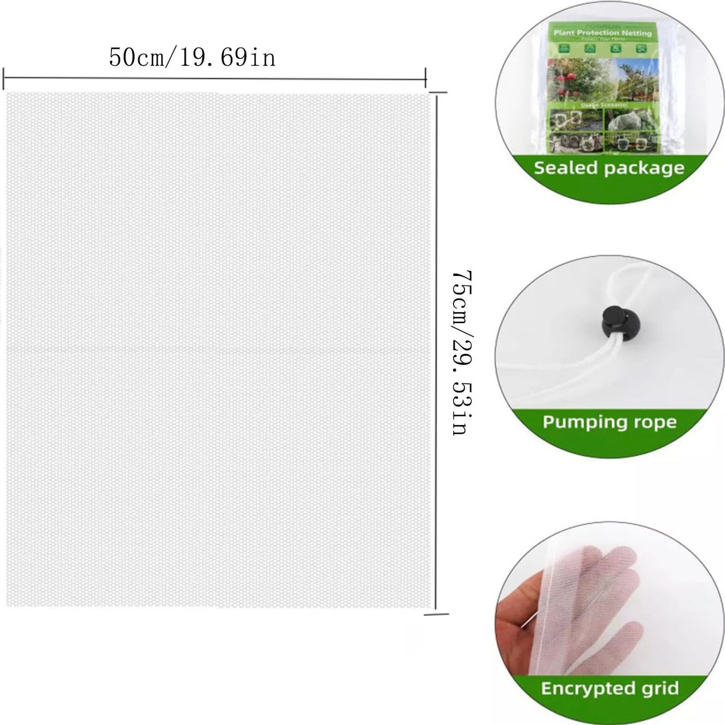 Darzheoy 1 Pack Garden Mesh Netting for Plants, 19.7 x 29.5 Inch Insect Bird Barrier Netting Mesh with Drawstring, Tomato Plant Cover Fruits Tree Netting Bags Protection for Vegetables 39.4" x 59" 2 Pack