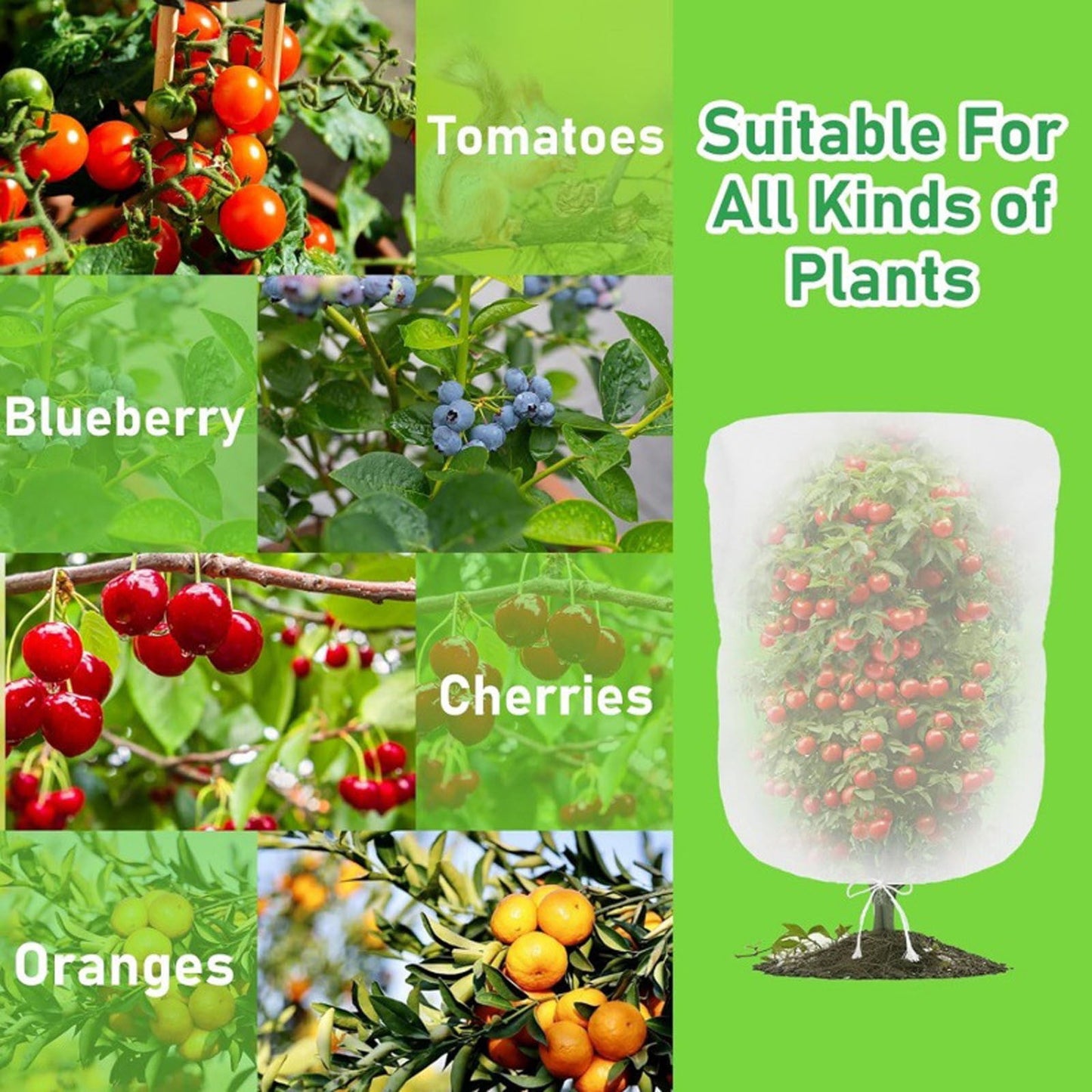 Darzheoy 1 Pack Garden Mesh Netting for Plants, 19.7 x 29.5 Inch Insect Bird Barrier Netting Mesh with Drawstring, Tomato Plant Cover Fruits Tree Netting Bags Protection for Vegetables 39.4" x 59" 2 Pack