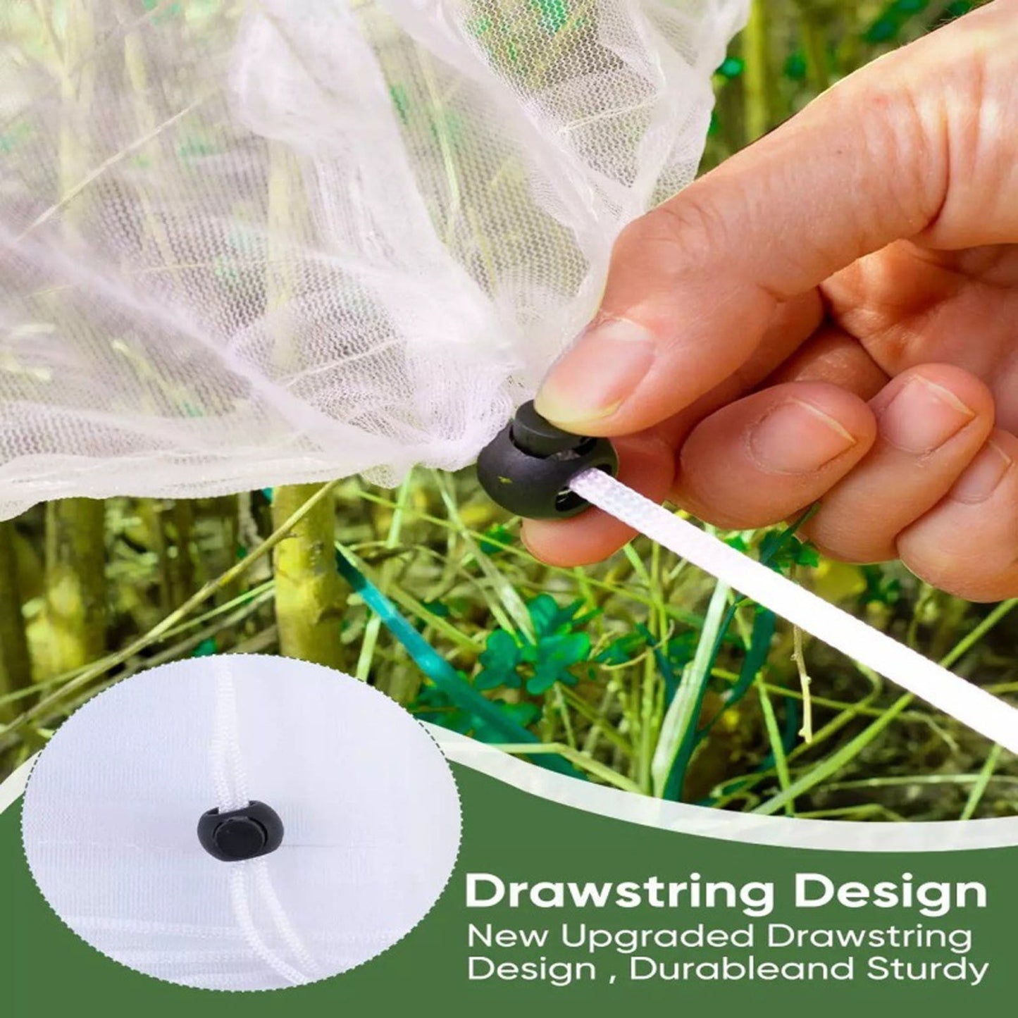 Darzheoy 1 Pack Garden Mesh Netting for Plants, 19.7 x 29.5 Inch Insect Bird Barrier Netting Mesh with Drawstring, Tomato Plant Cover Fruits Tree Netting Bags Protection for Vegetables 63" x 90.6" 2 Pack