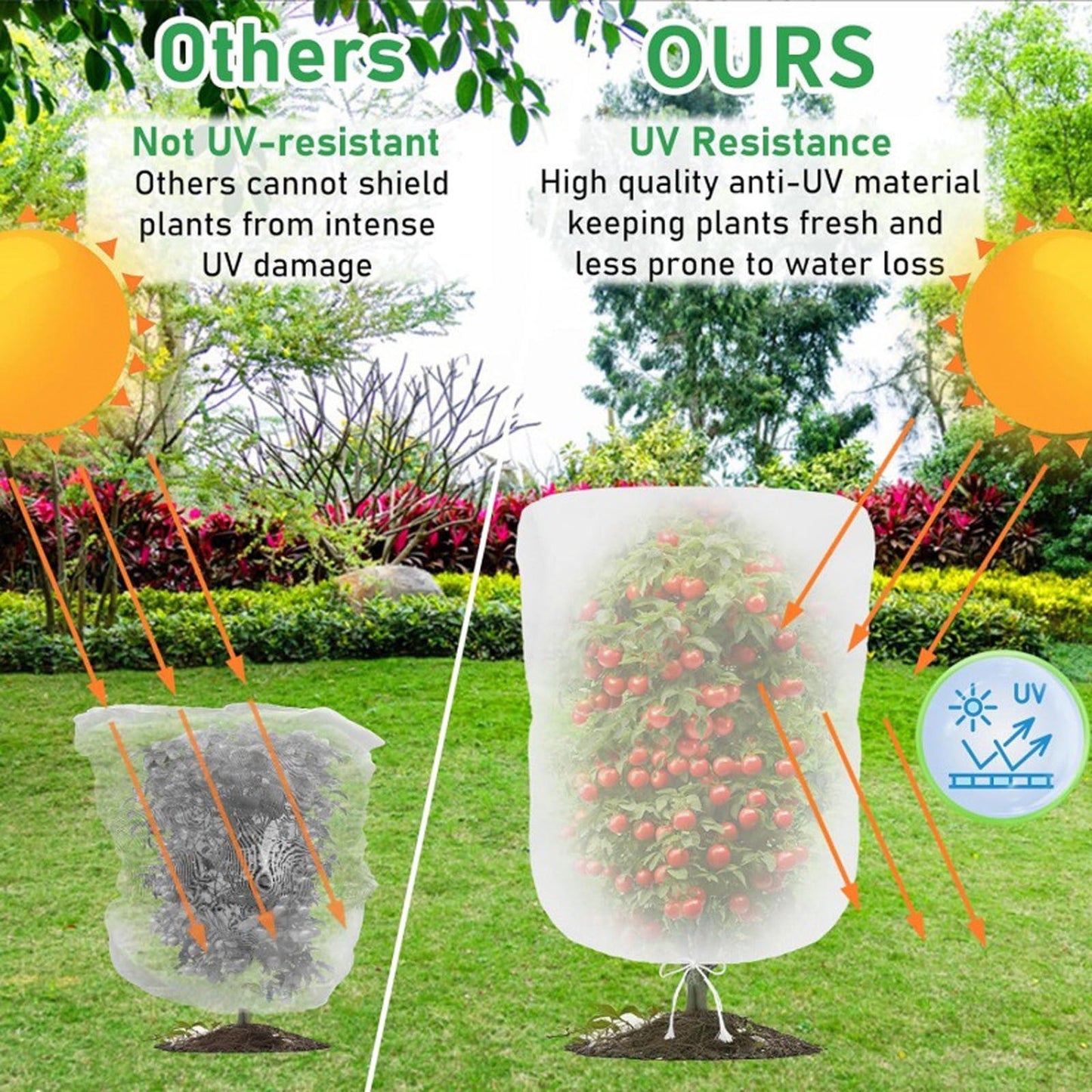 Darzheoy 1 Pack Garden Mesh Netting for Plants, 19.7 x 29.5 Inch Insect Bird Barrier Netting Mesh with Drawstring, Tomato Plant Cover Fruits Tree Netting Bags Protection for Vegetables 63" x 90.6" 2 Pack