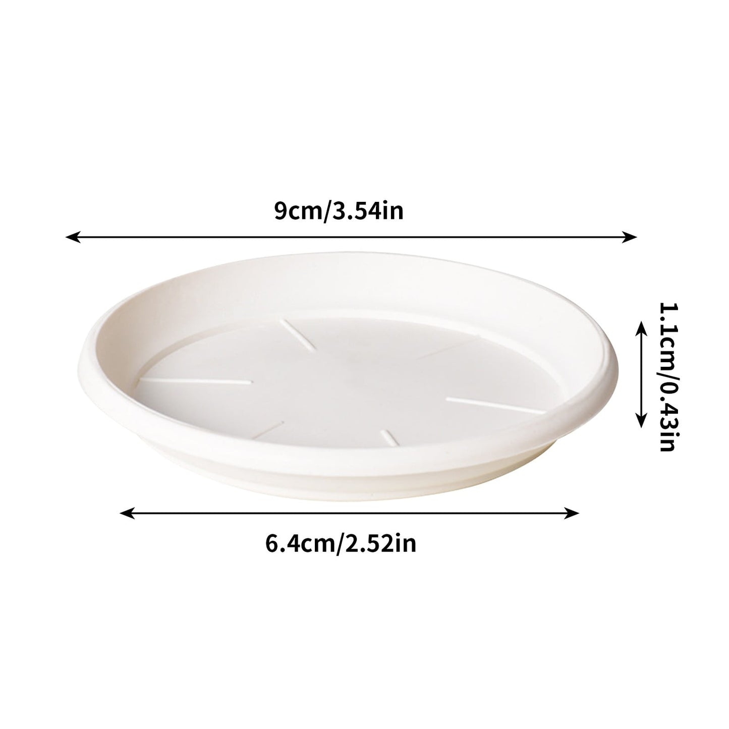 Darzheoy 6 Pack Plant Saucer Tray 3.6 inch, Heavy Duty Plastic Pot Plant Drip Trays Saucers for Indoors Outdoor, Plant Water Tray for Planters 4" White