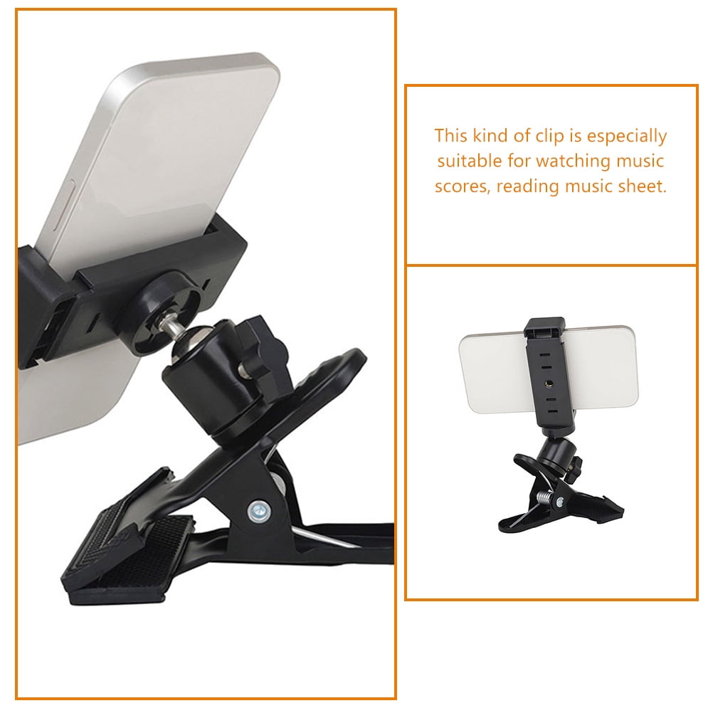 HOOWIFFY Guitar Phone Mount Metal Holder Black for Music Scores and Video Recording 2Pcs